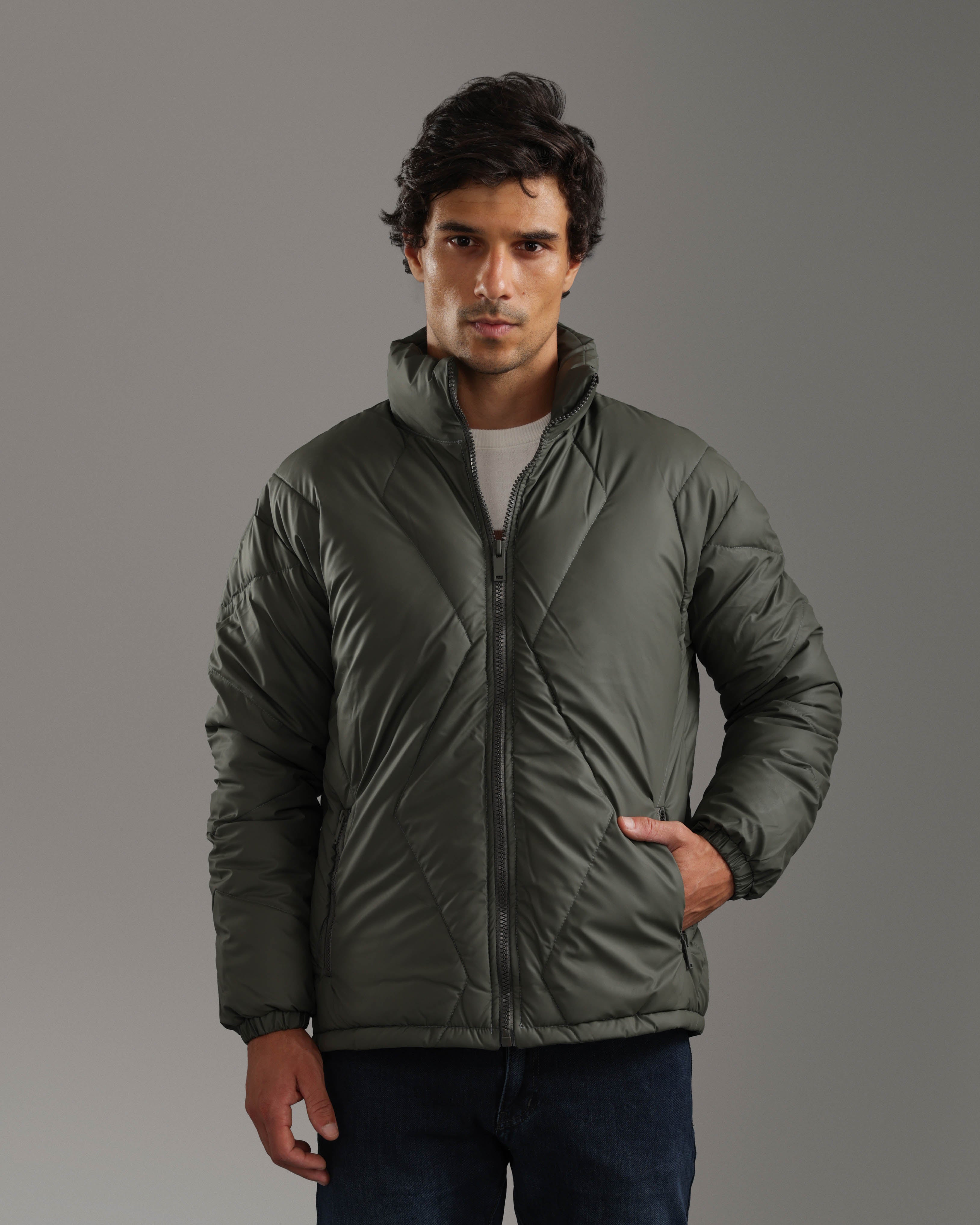 Olive Green Puffer Jacket