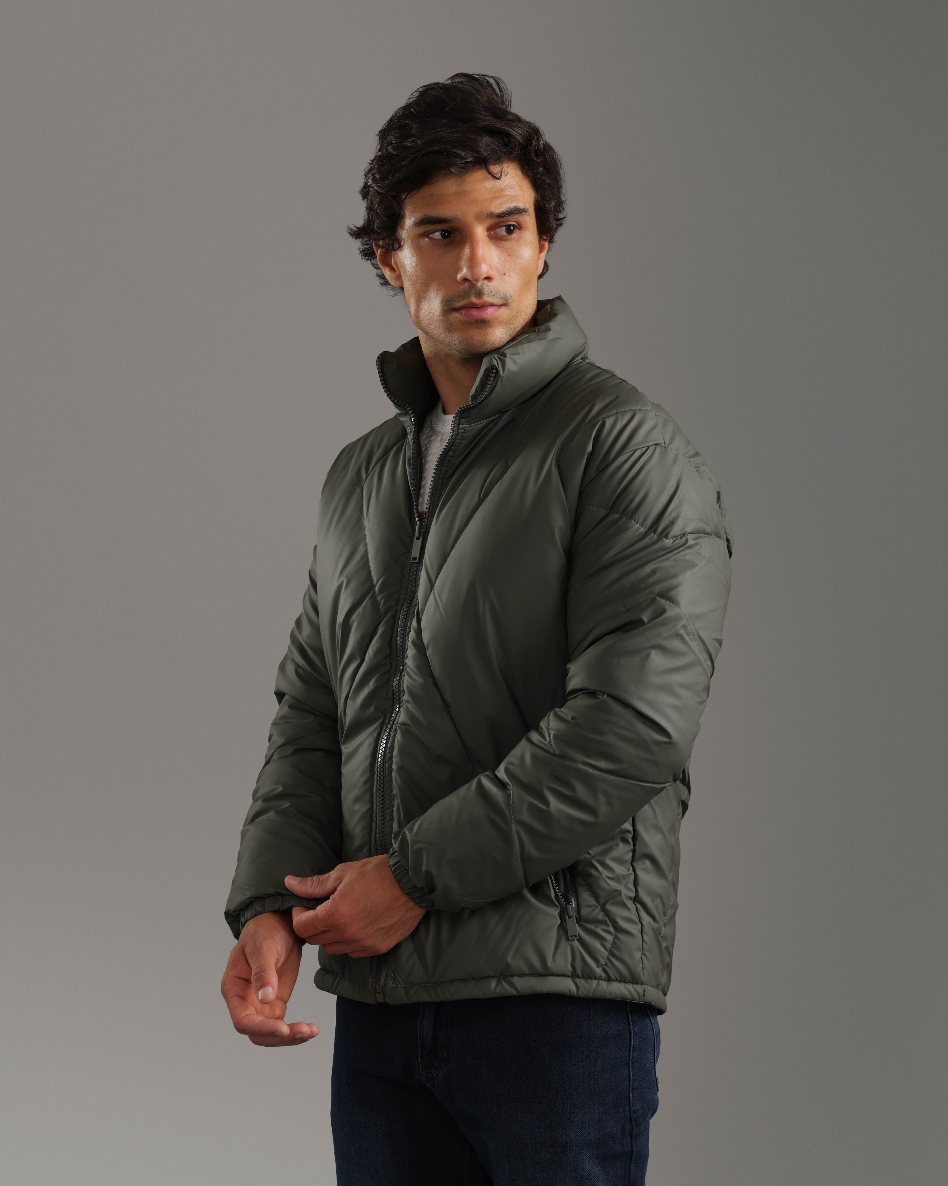 Olive Green Puffer Jacket