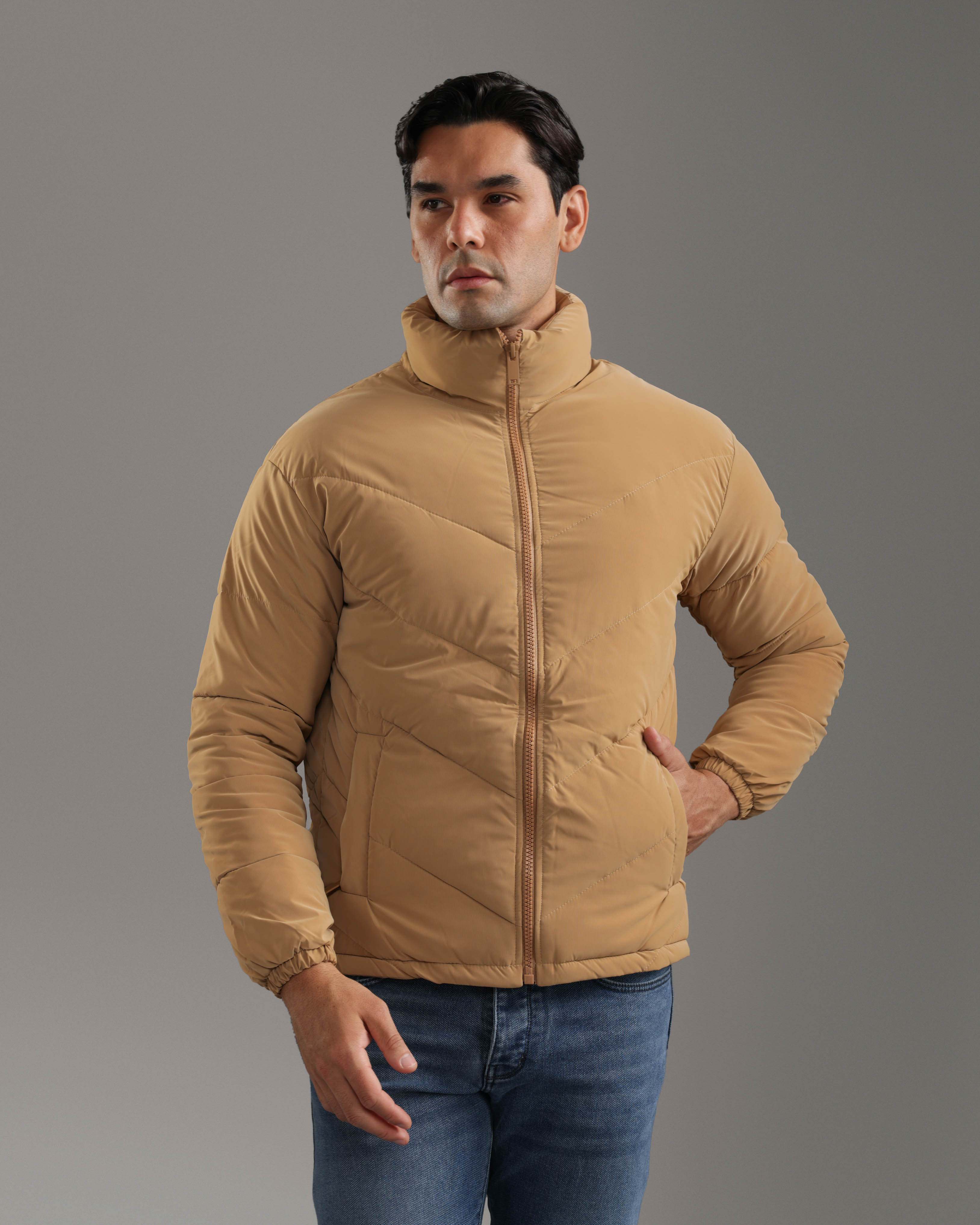Camel Beige Puffer Jacket