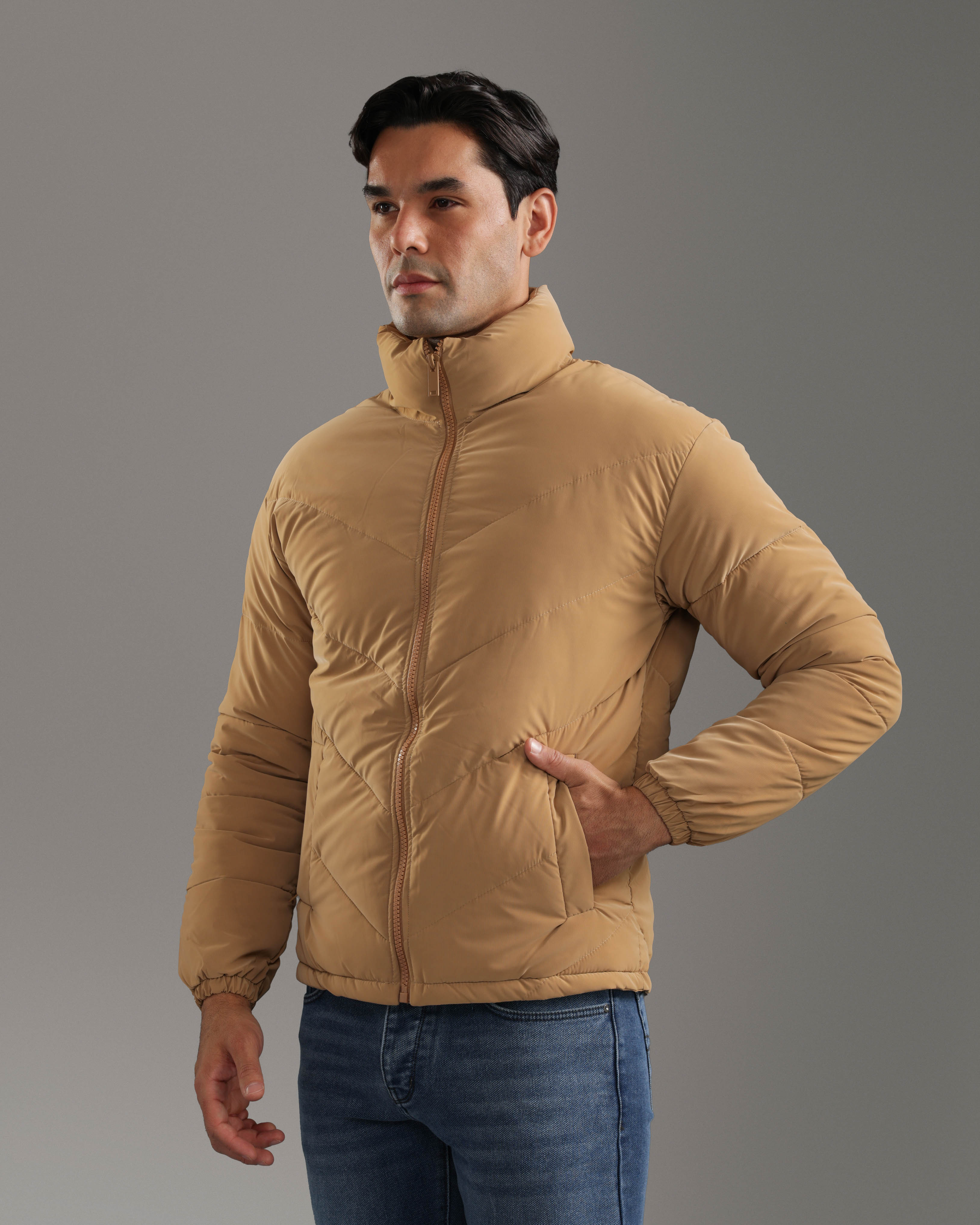 Camel Beige Puffer Jacket