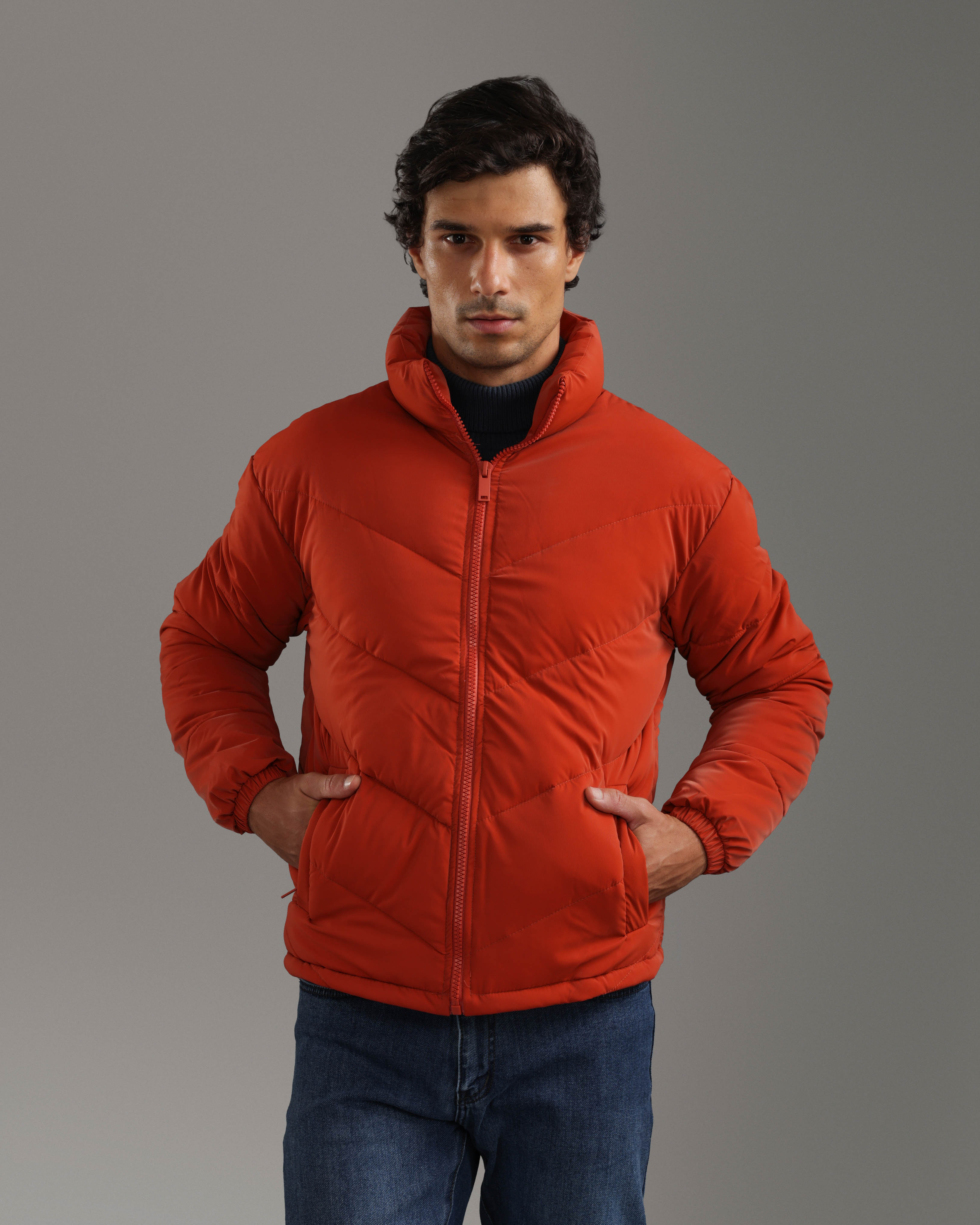 Fiery Red Puffer Jacket