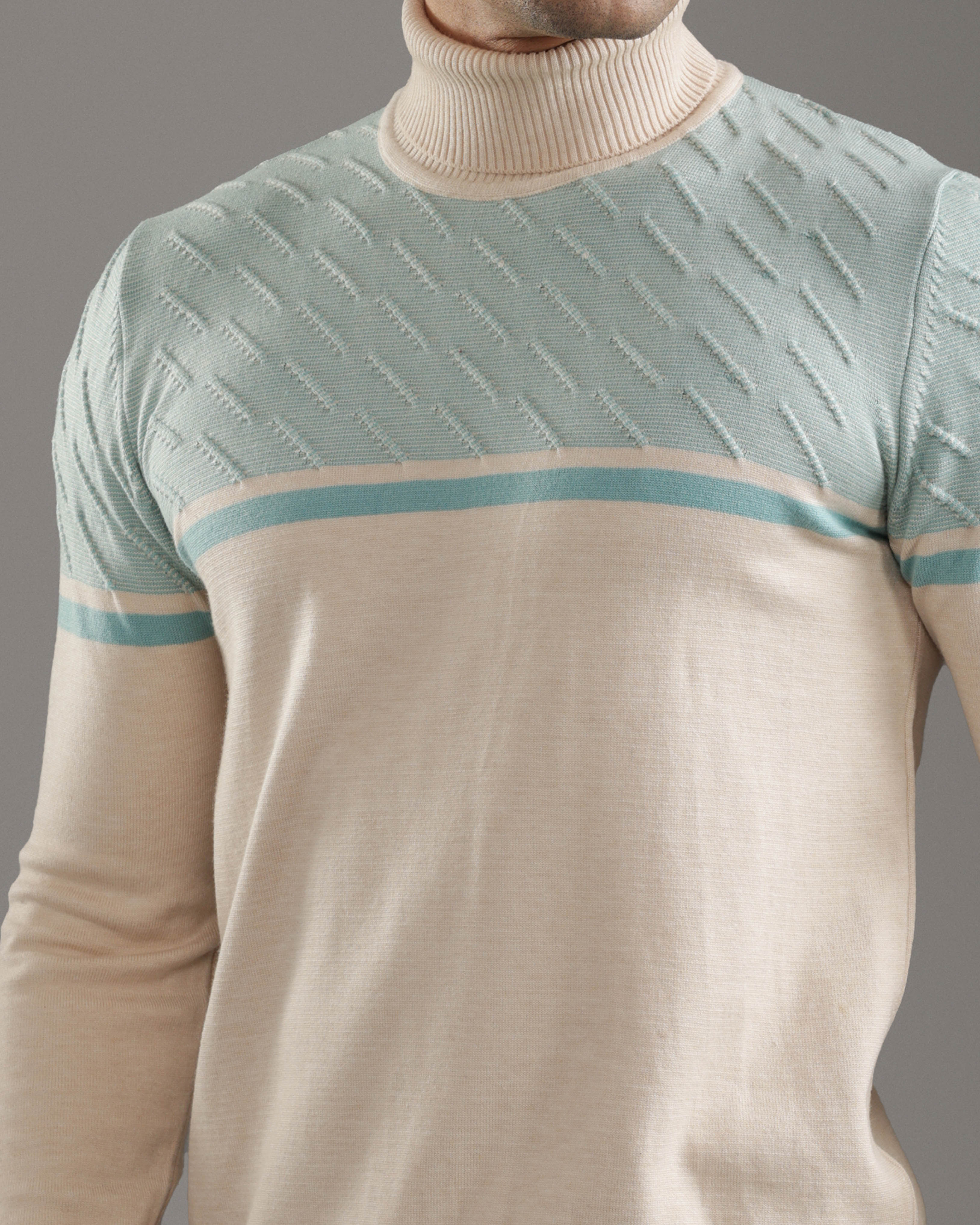 Off-White Textured Turtleneck Pullover