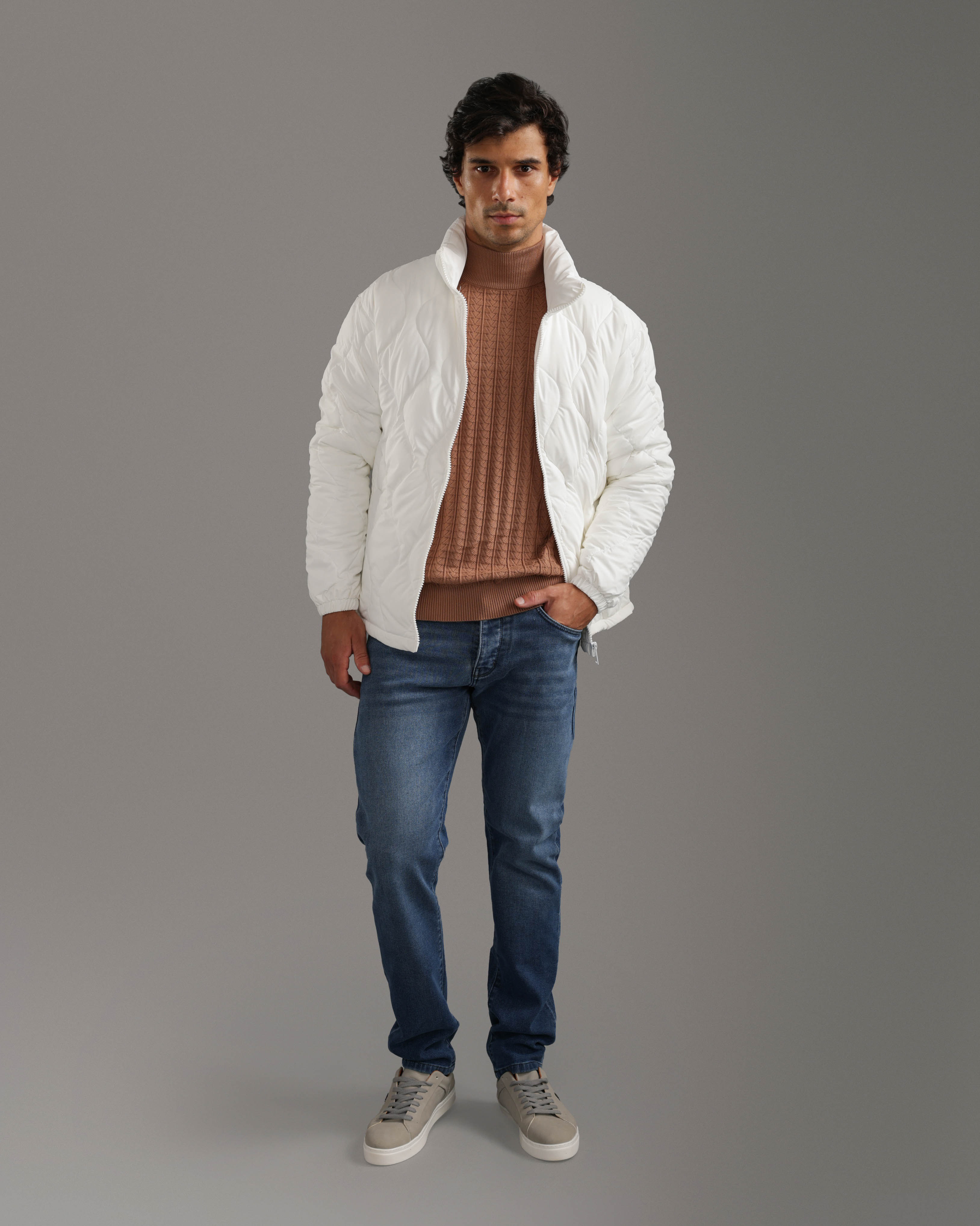 White Quilted Puffer Jacket