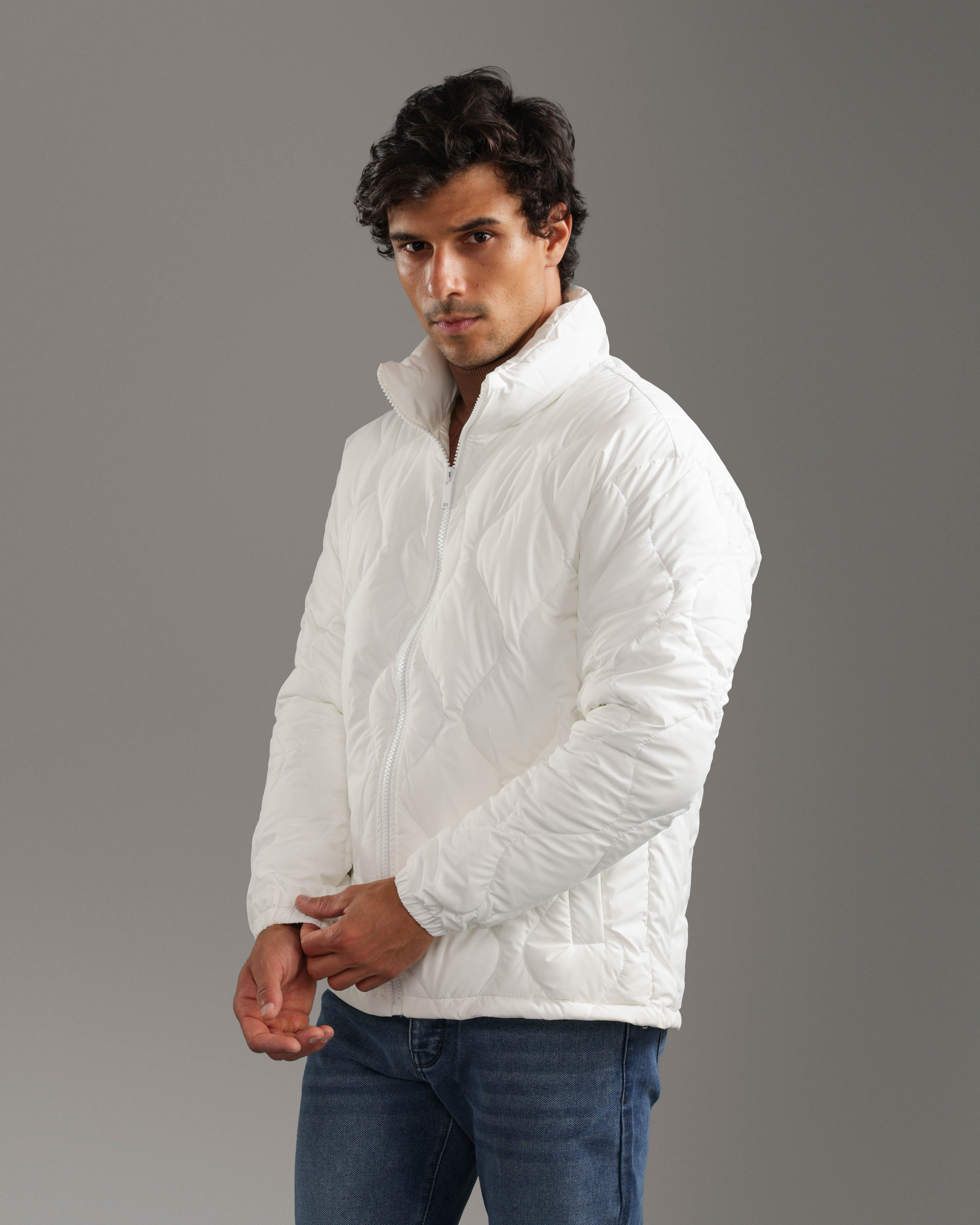 White Quilted Puffer Jacket