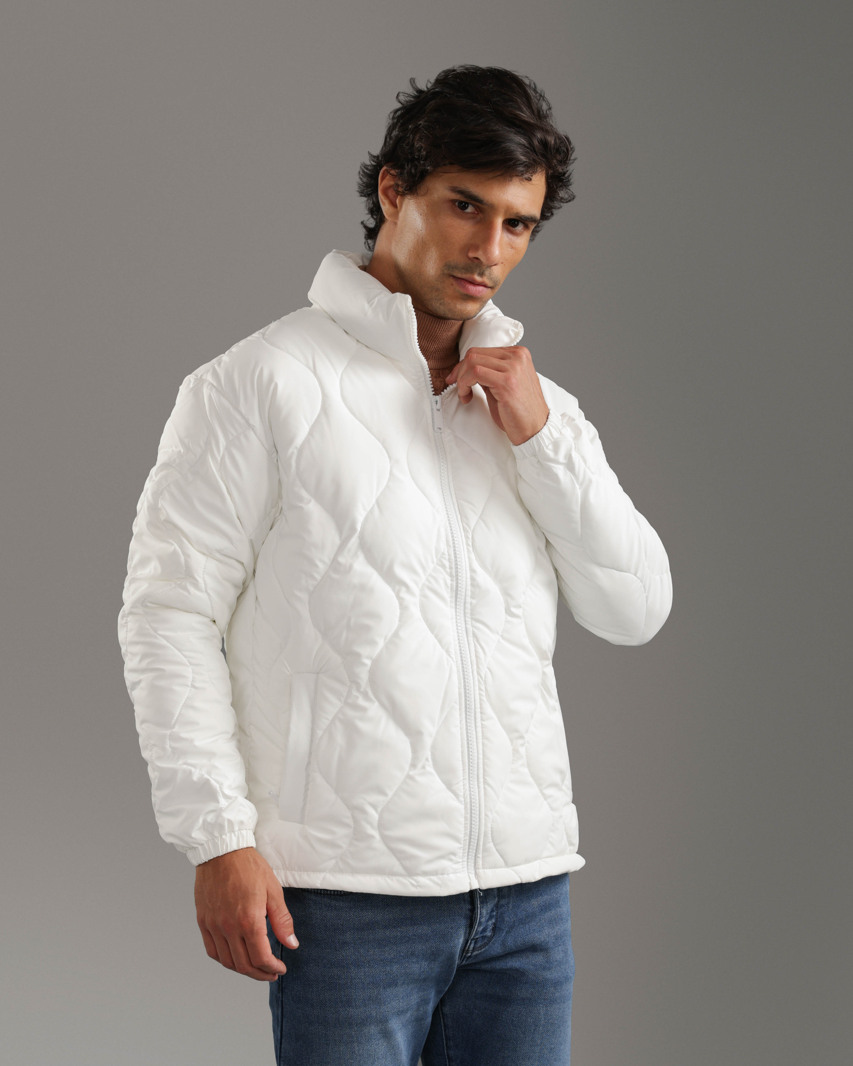 White Quilted Puffer Jacket