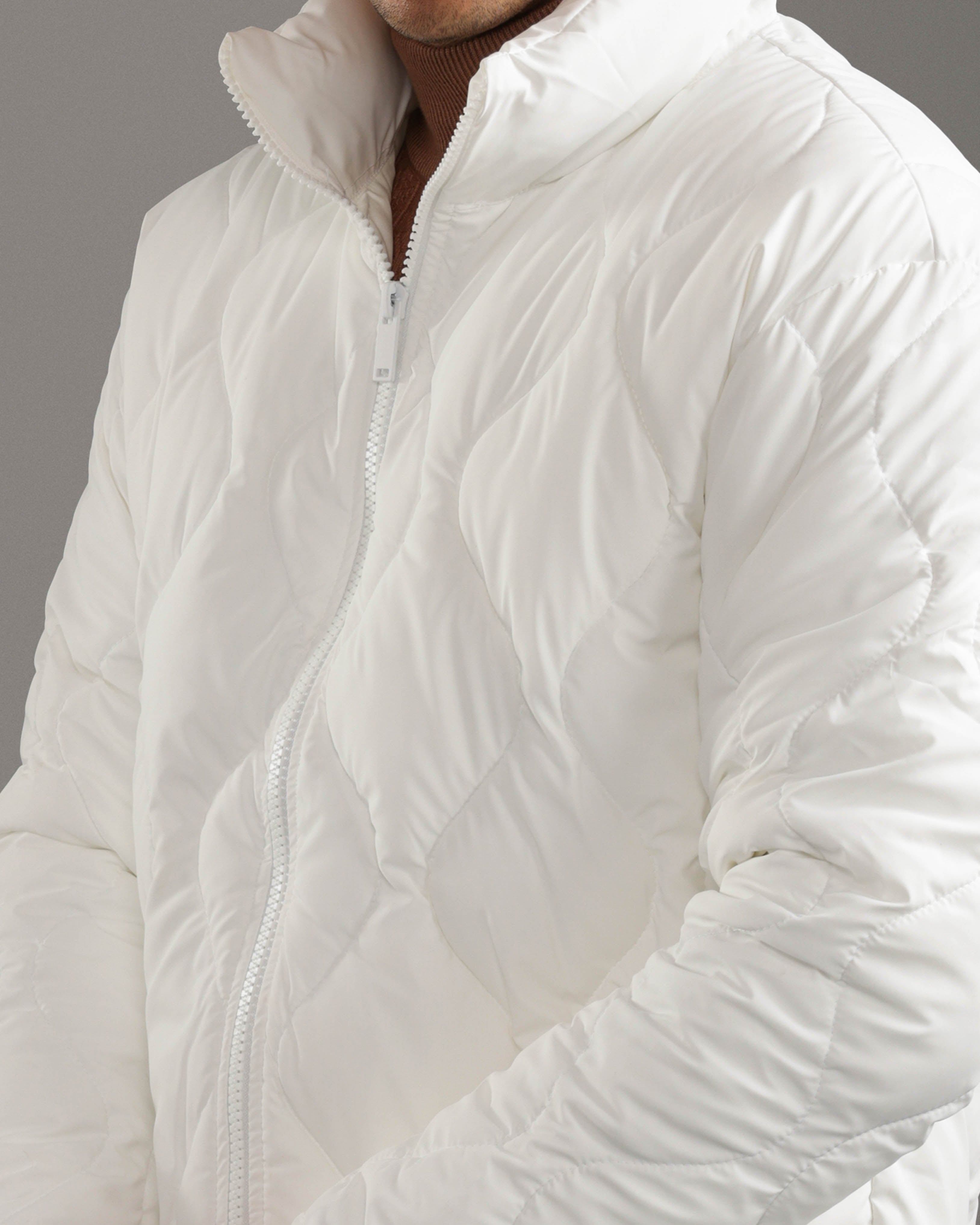 White Quilted Puffer Jacket