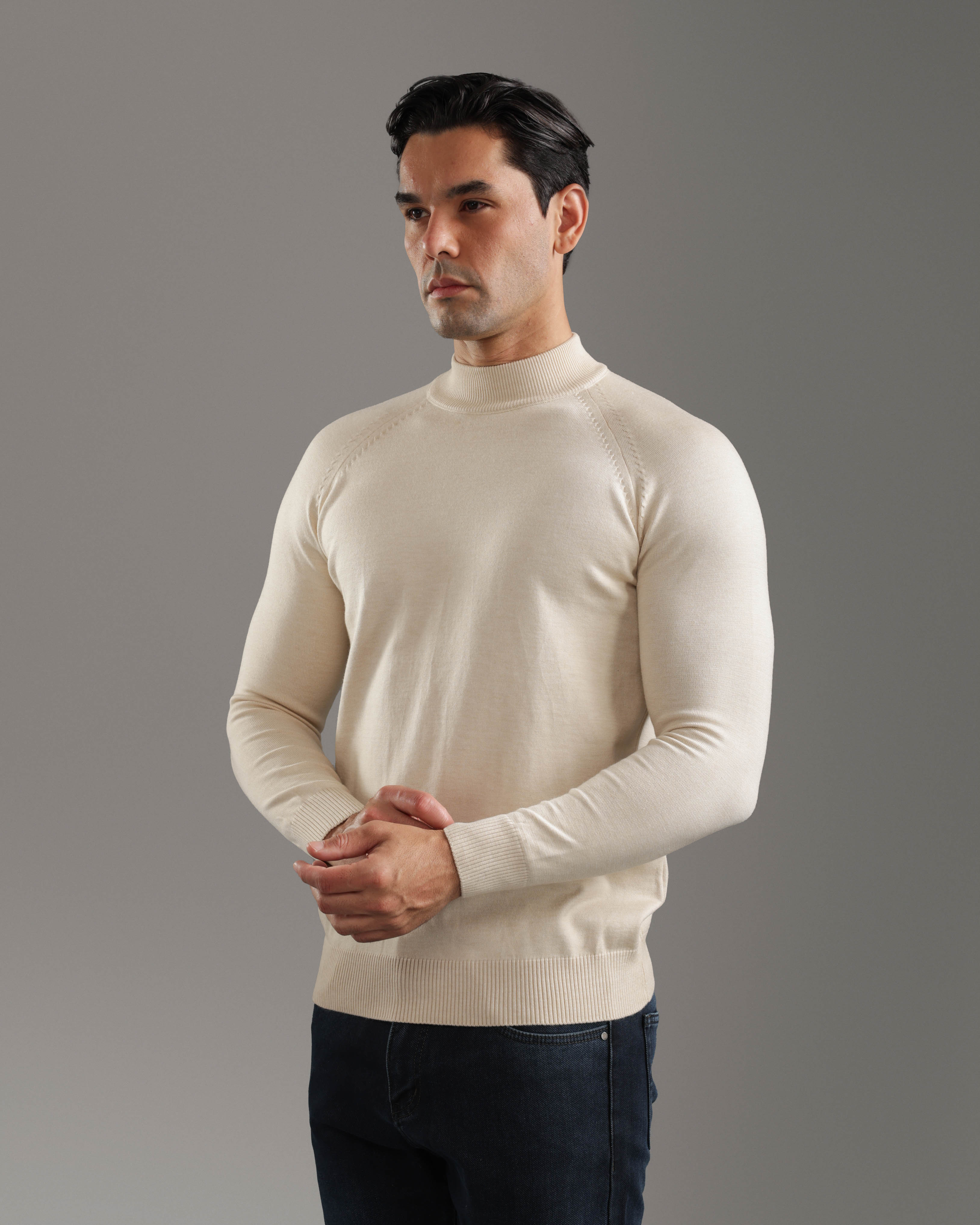 Beige High-Neck Pullover