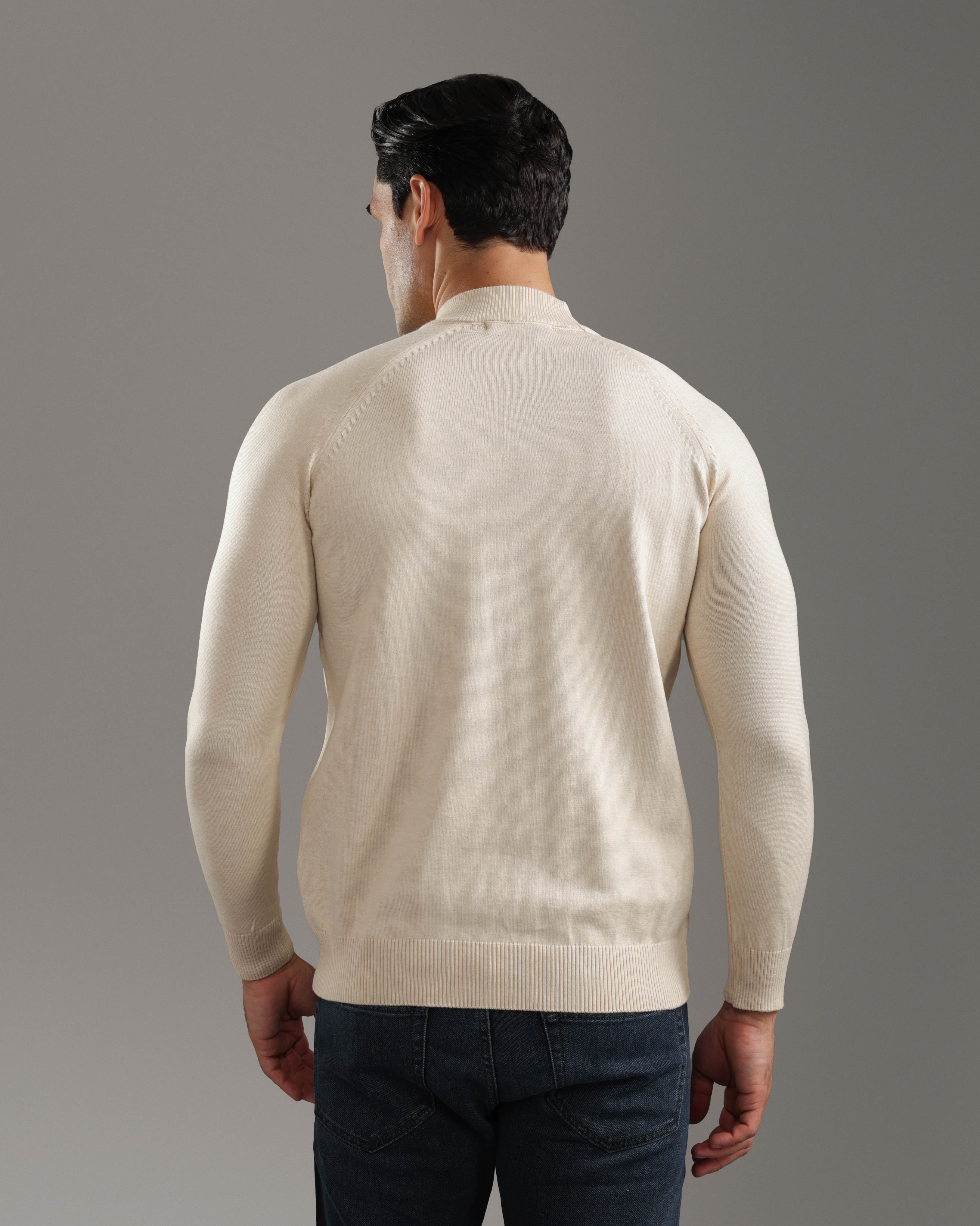 Beige High-Neck Pullover