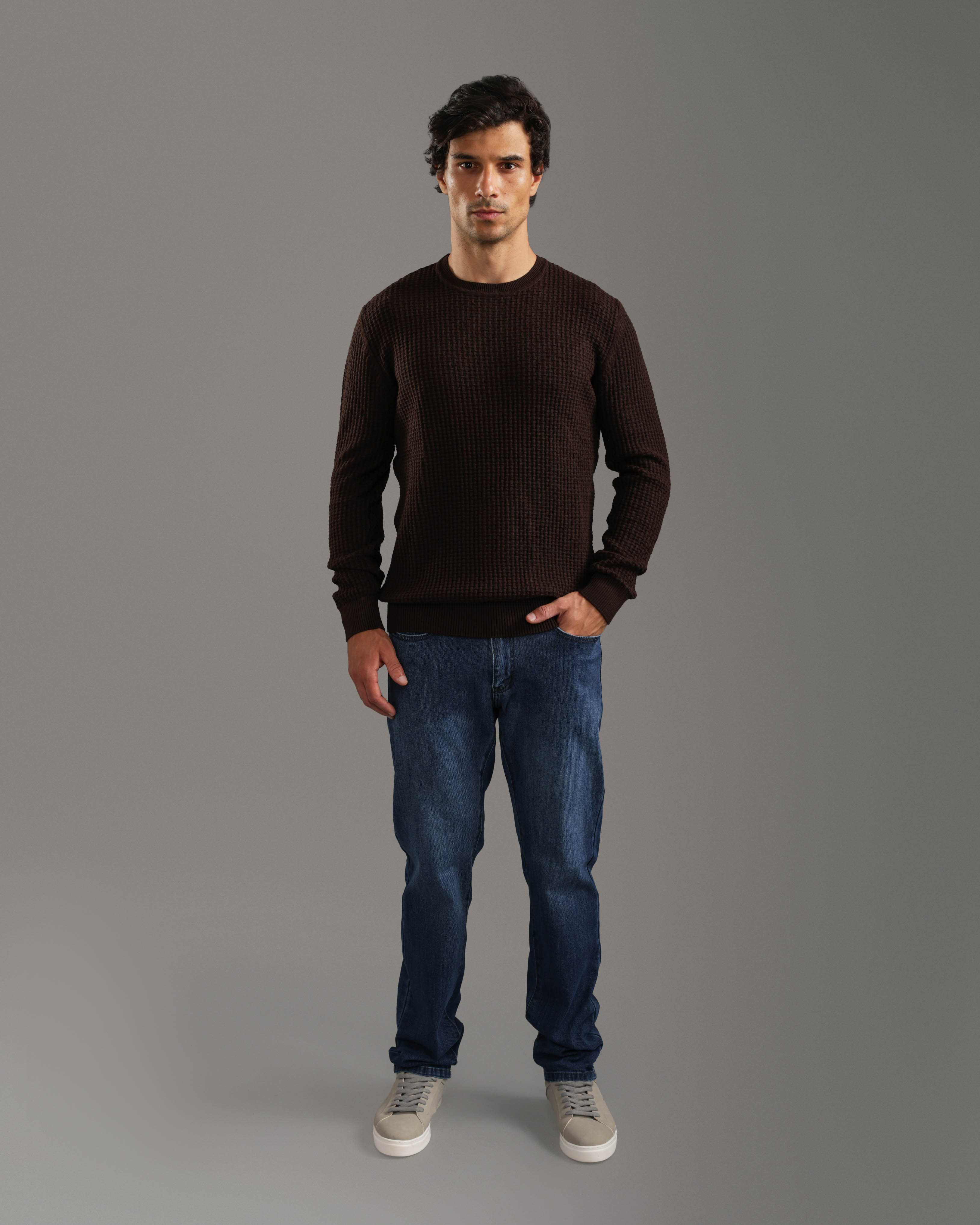 Brown Textured Sweater