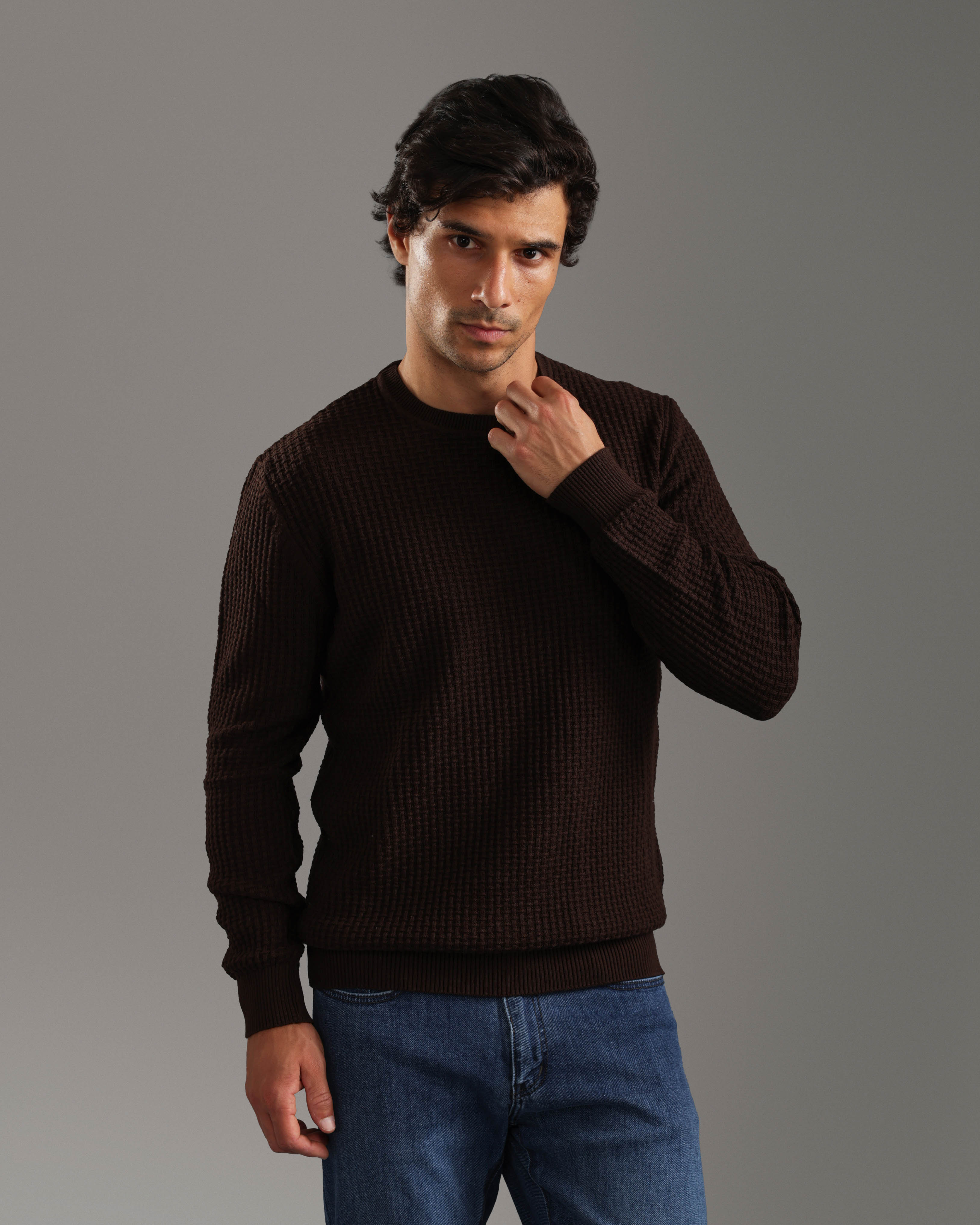 Brown Textured Sweater