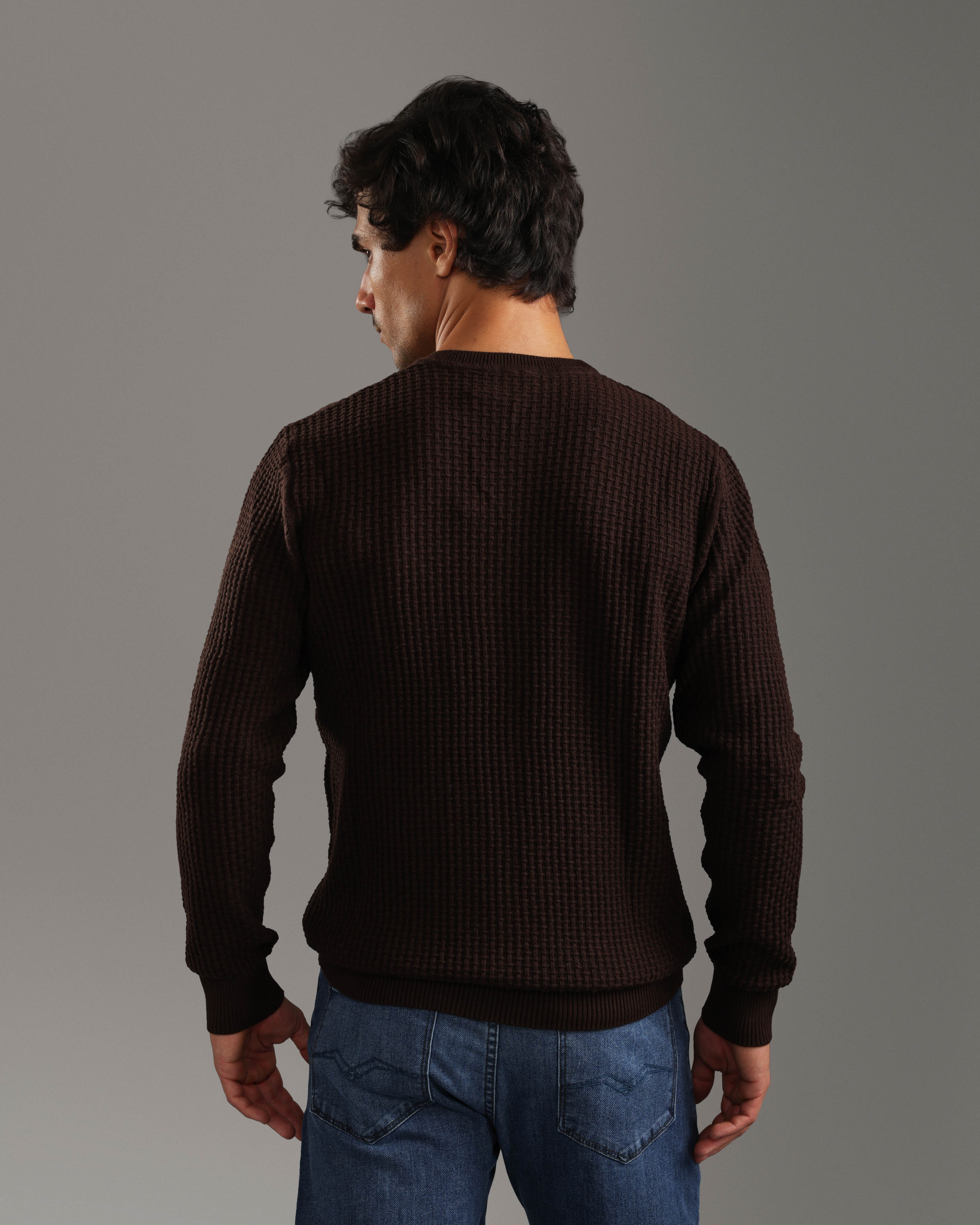 Brown Textured Sweater