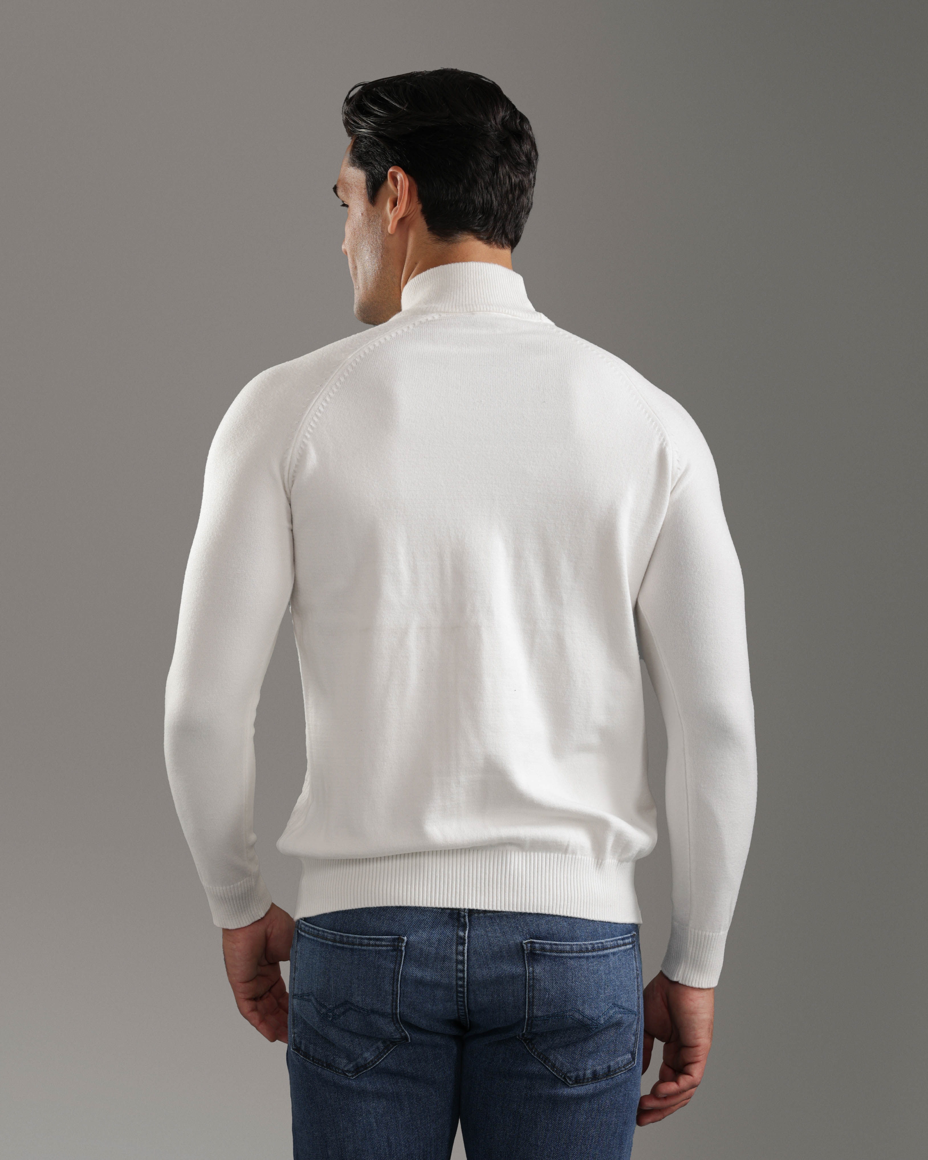 Off White Cable Knit Turtleneck Sweater