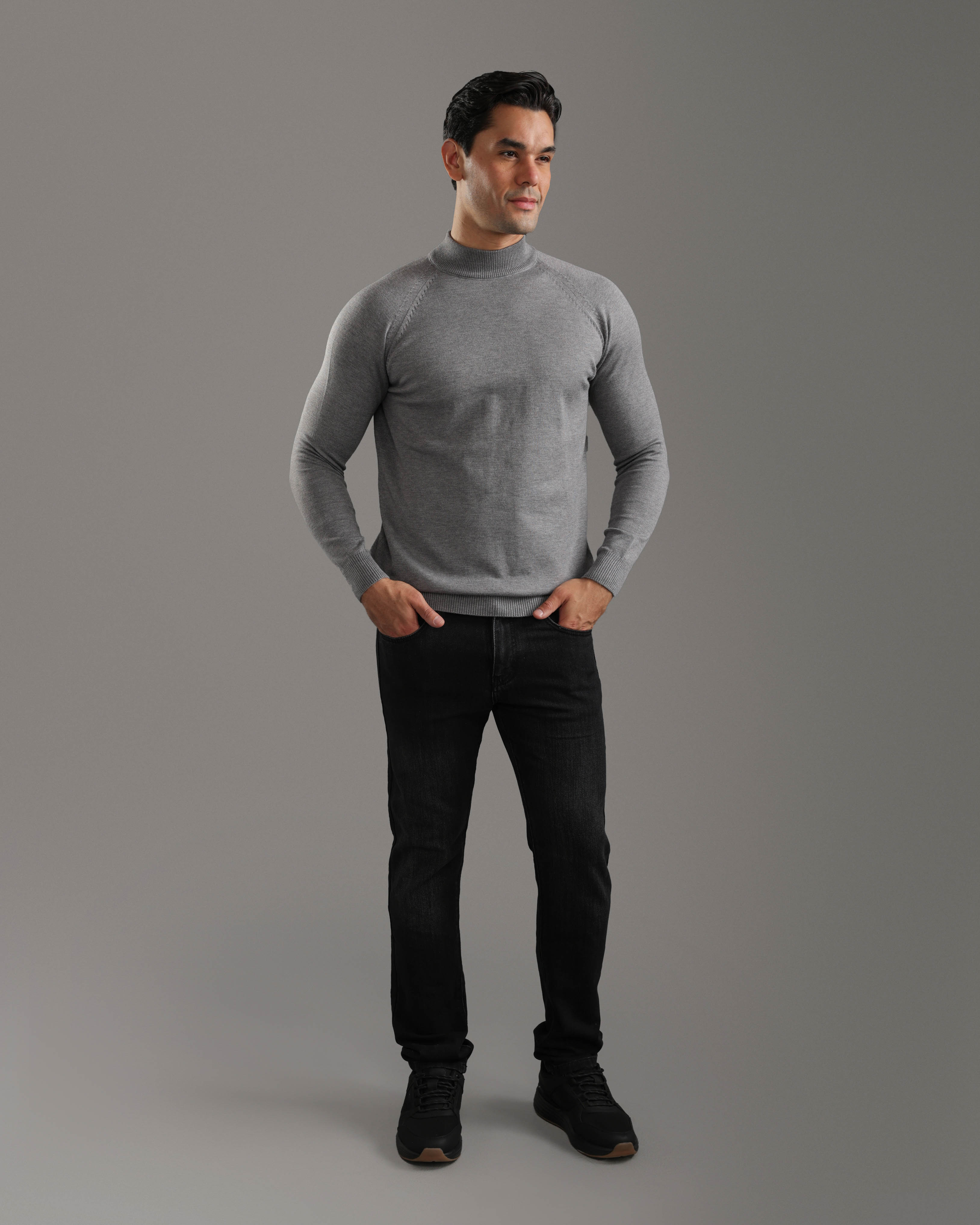 Grey Mock Neck Sweater