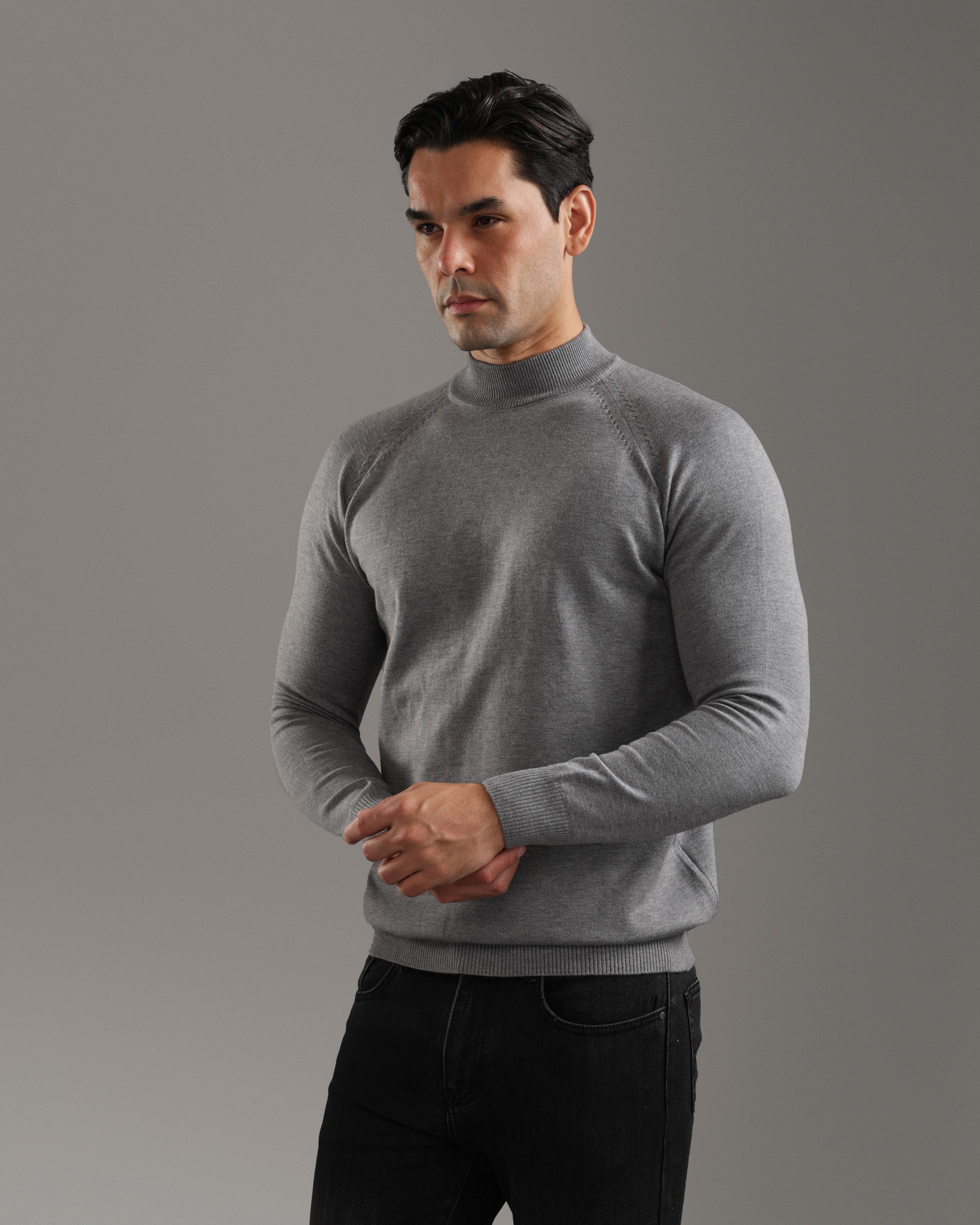 Grey Mock Neck Sweater