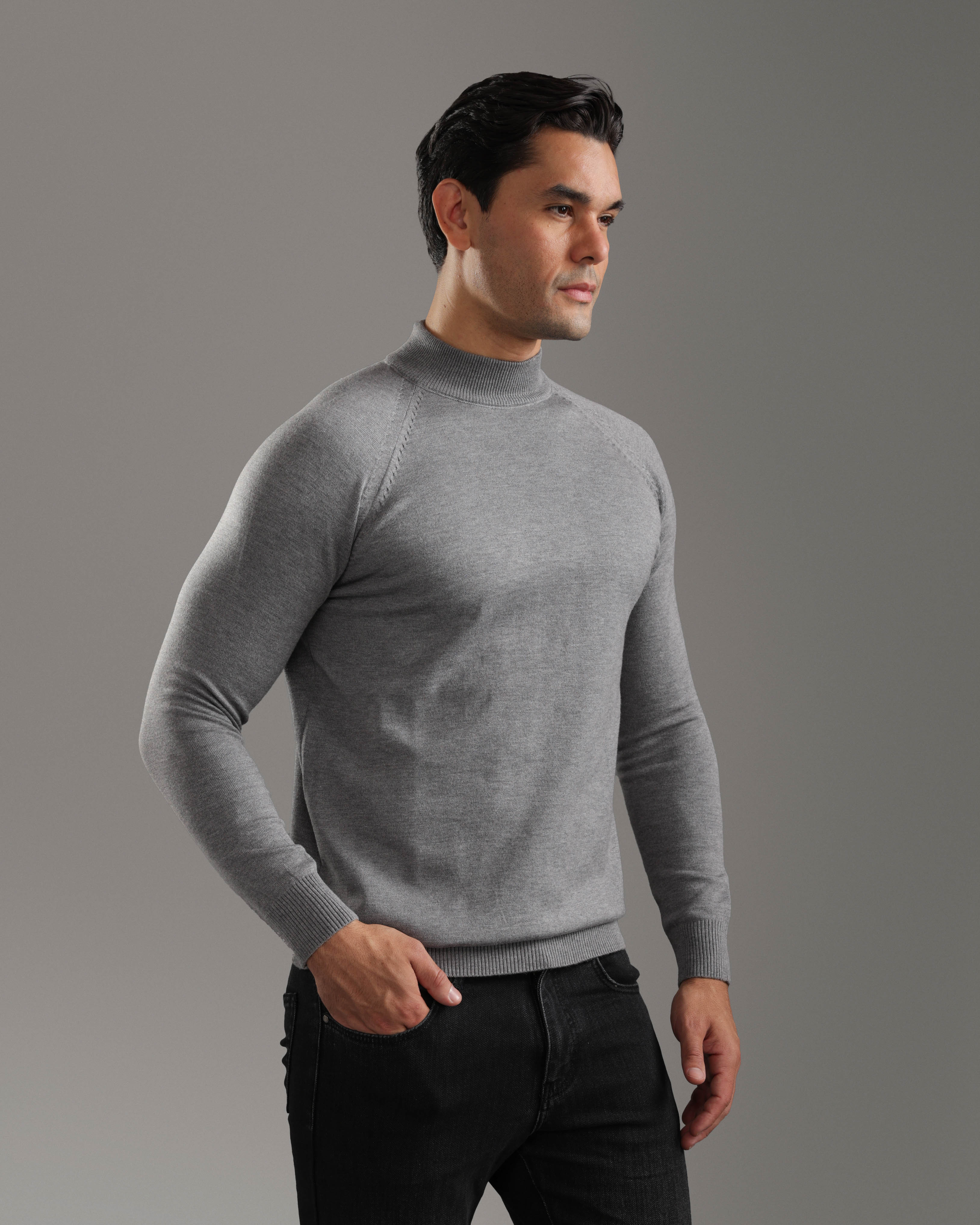 Grey Mock Neck Sweater