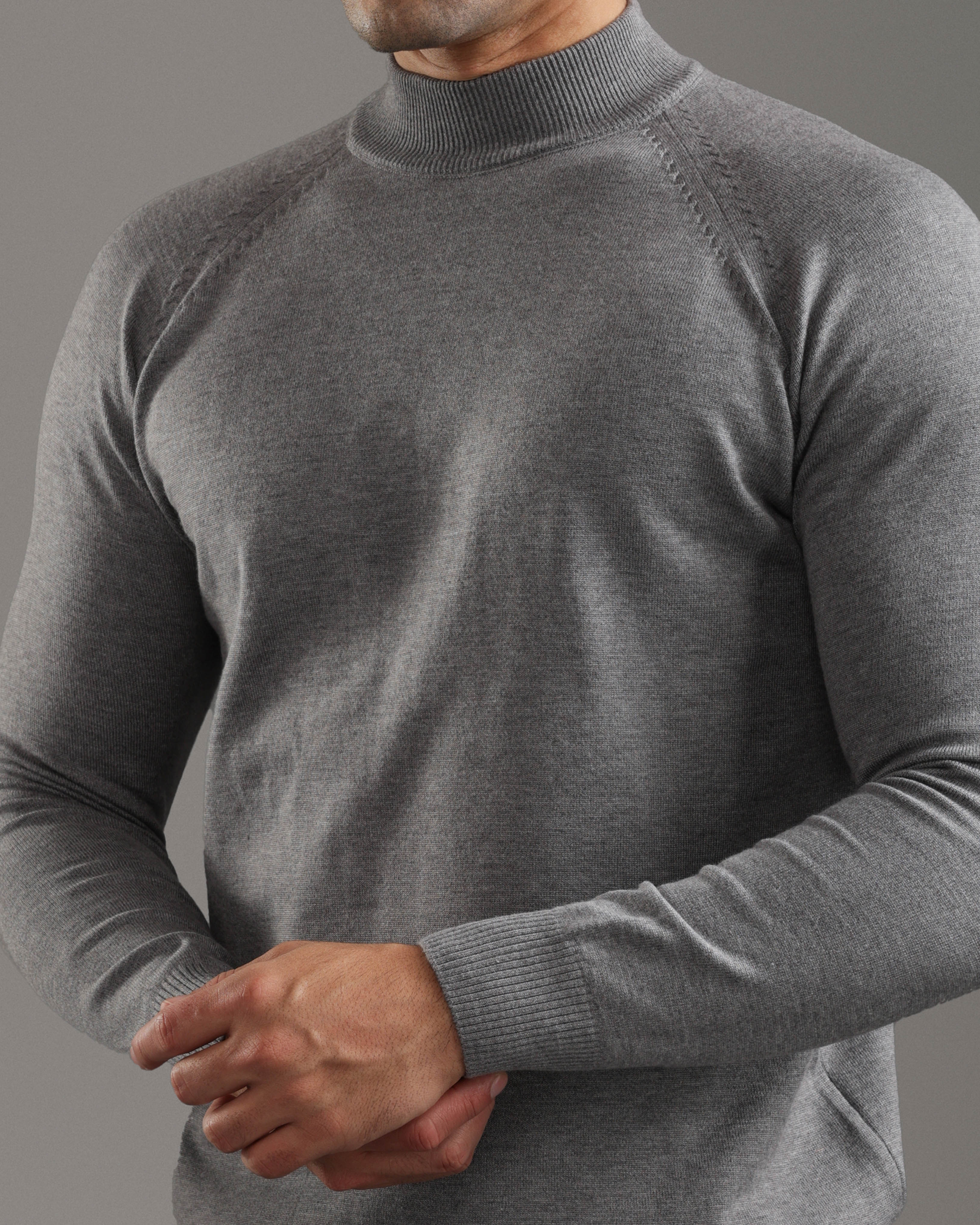Grey Mock Neck Sweater
