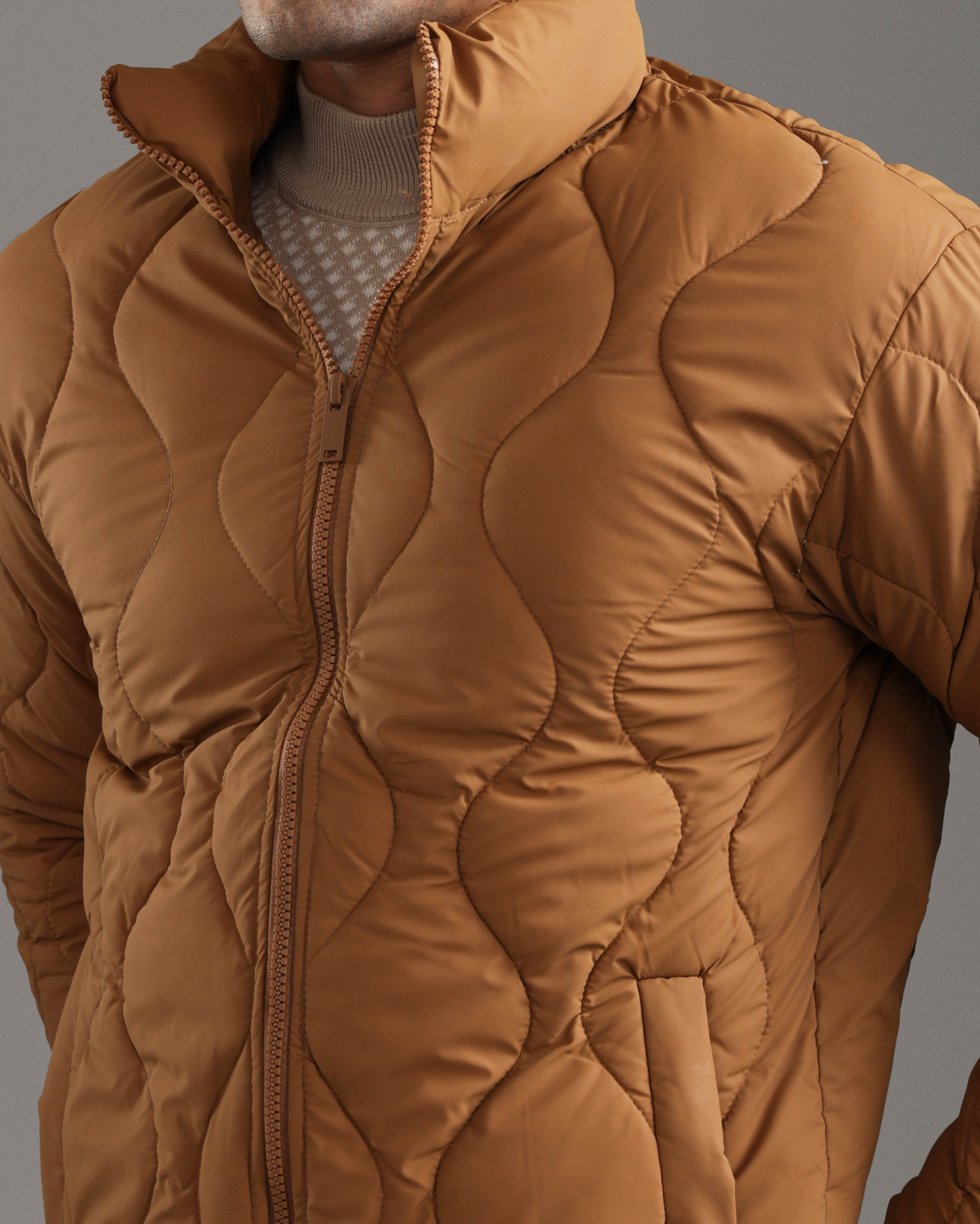 Camel Quilted Puffer Jacket