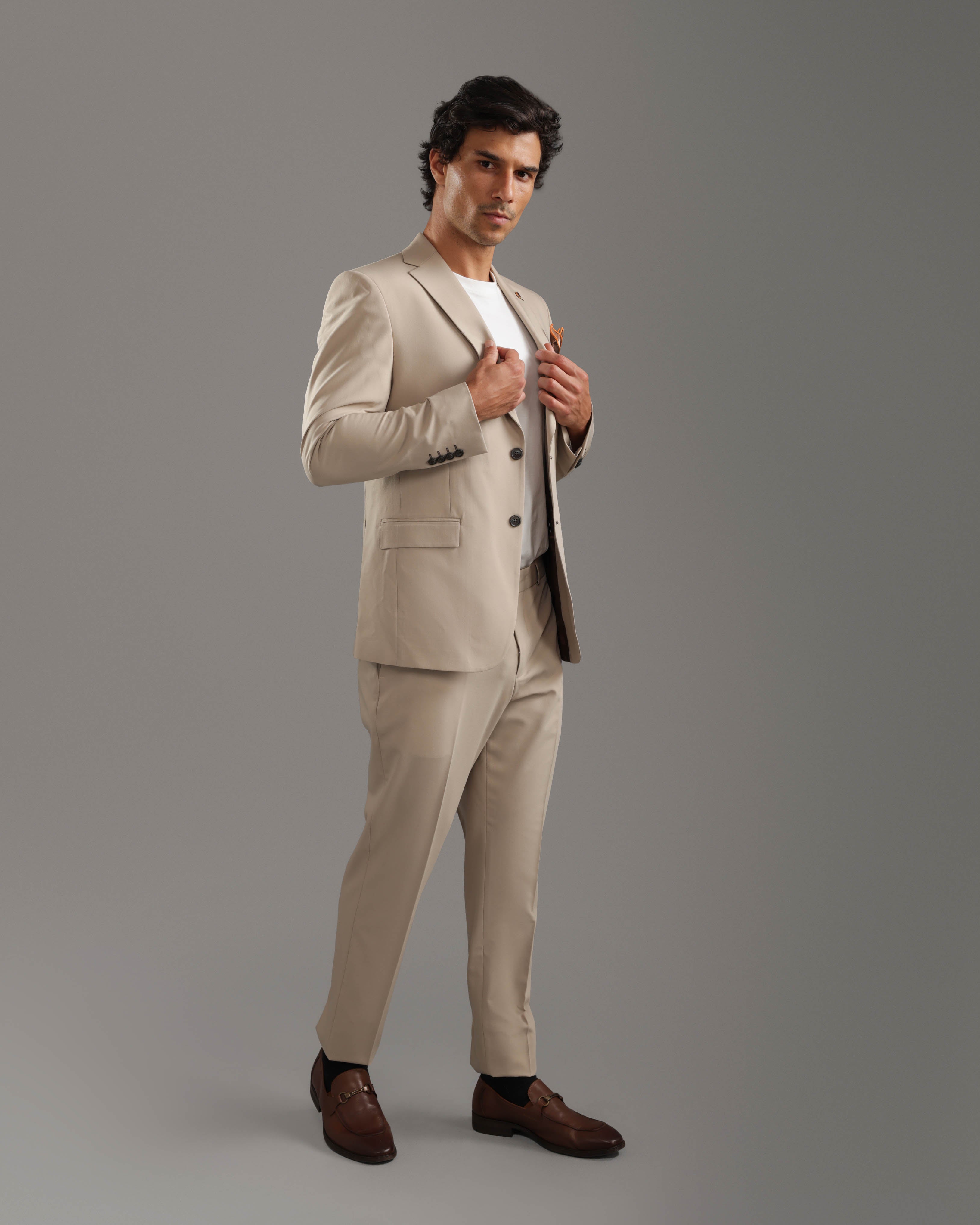 Beige Slim Fit Suit