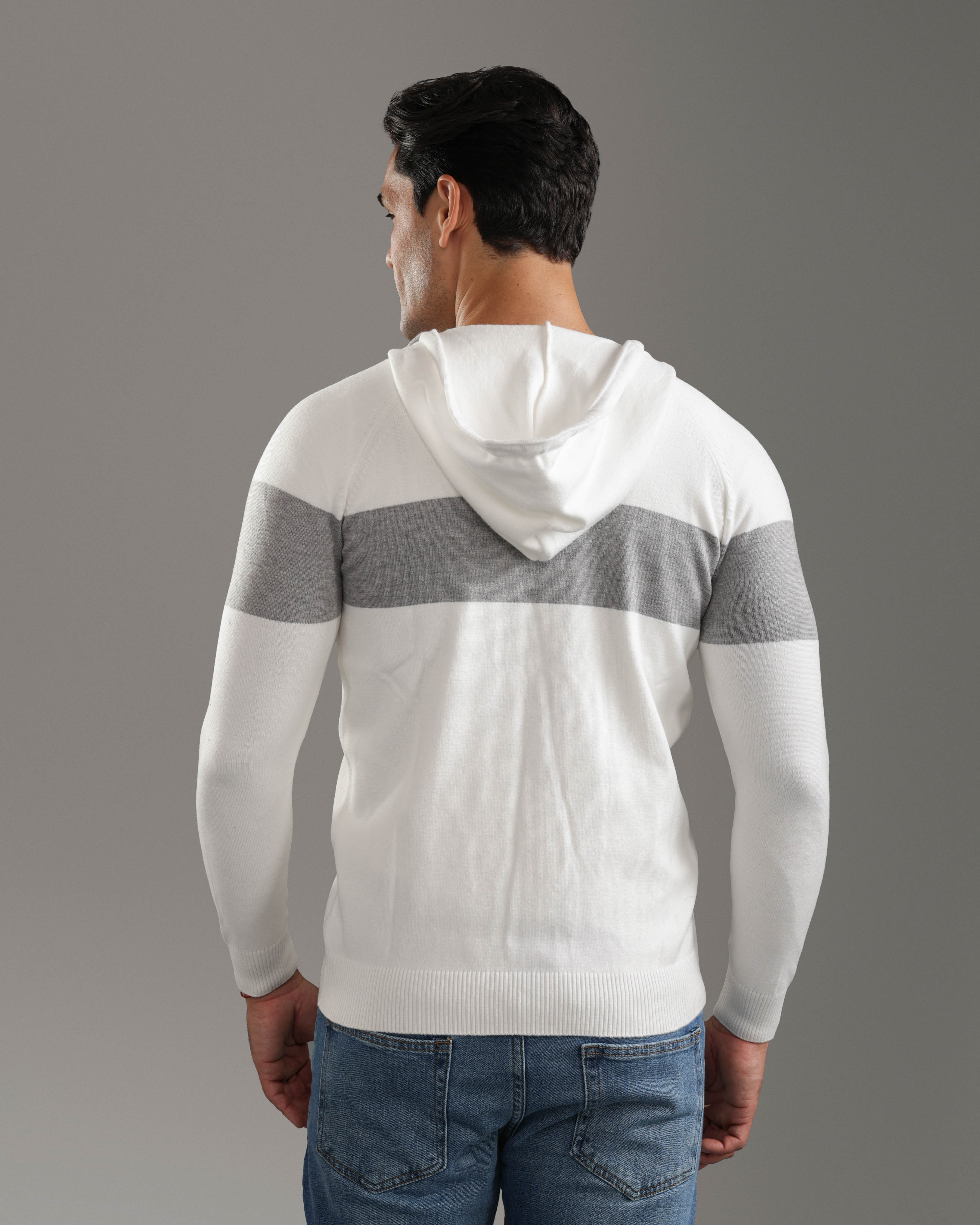 Off White Zip-Up Hoodie Knit