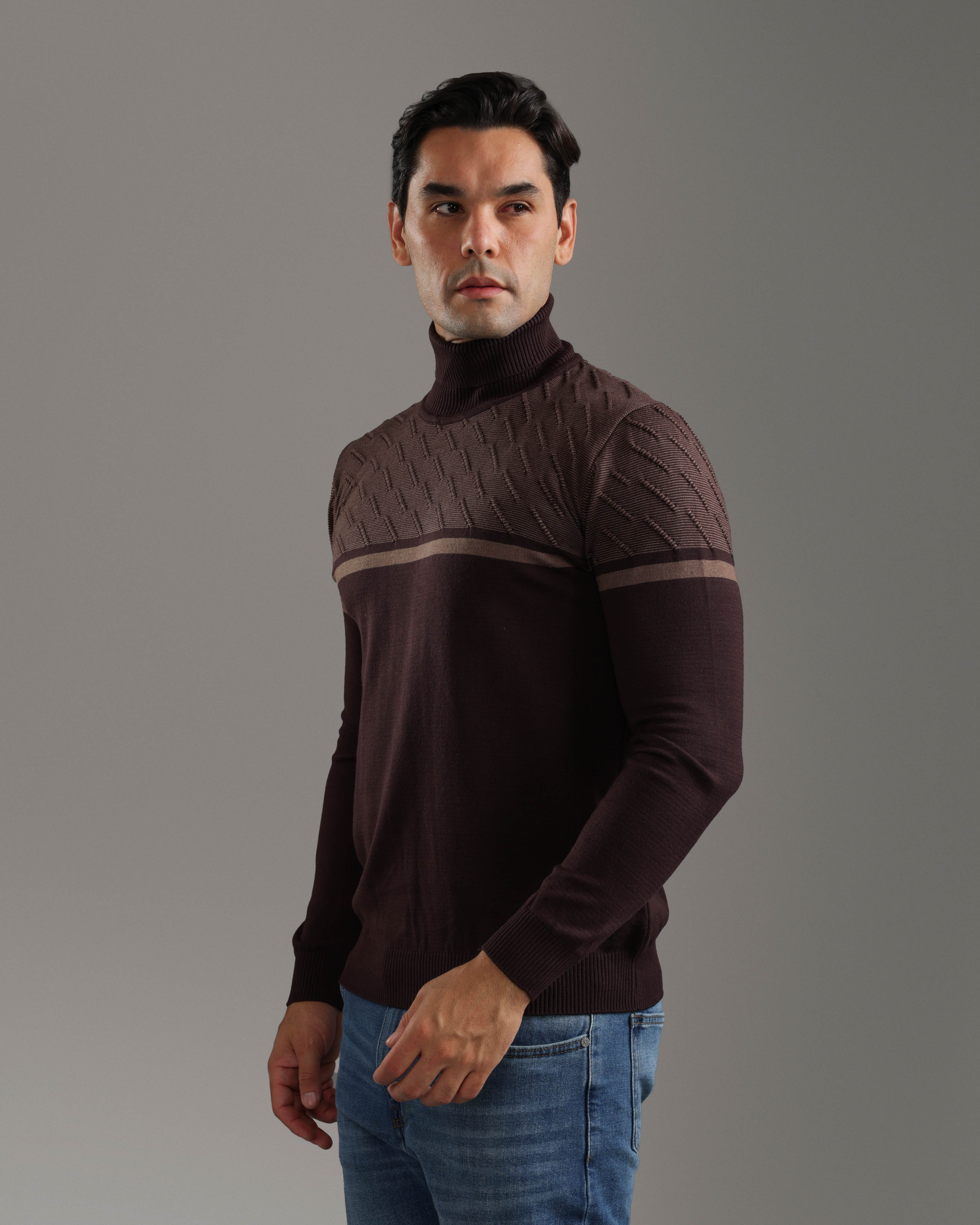 Dark Brown Turtleneck Sweater
