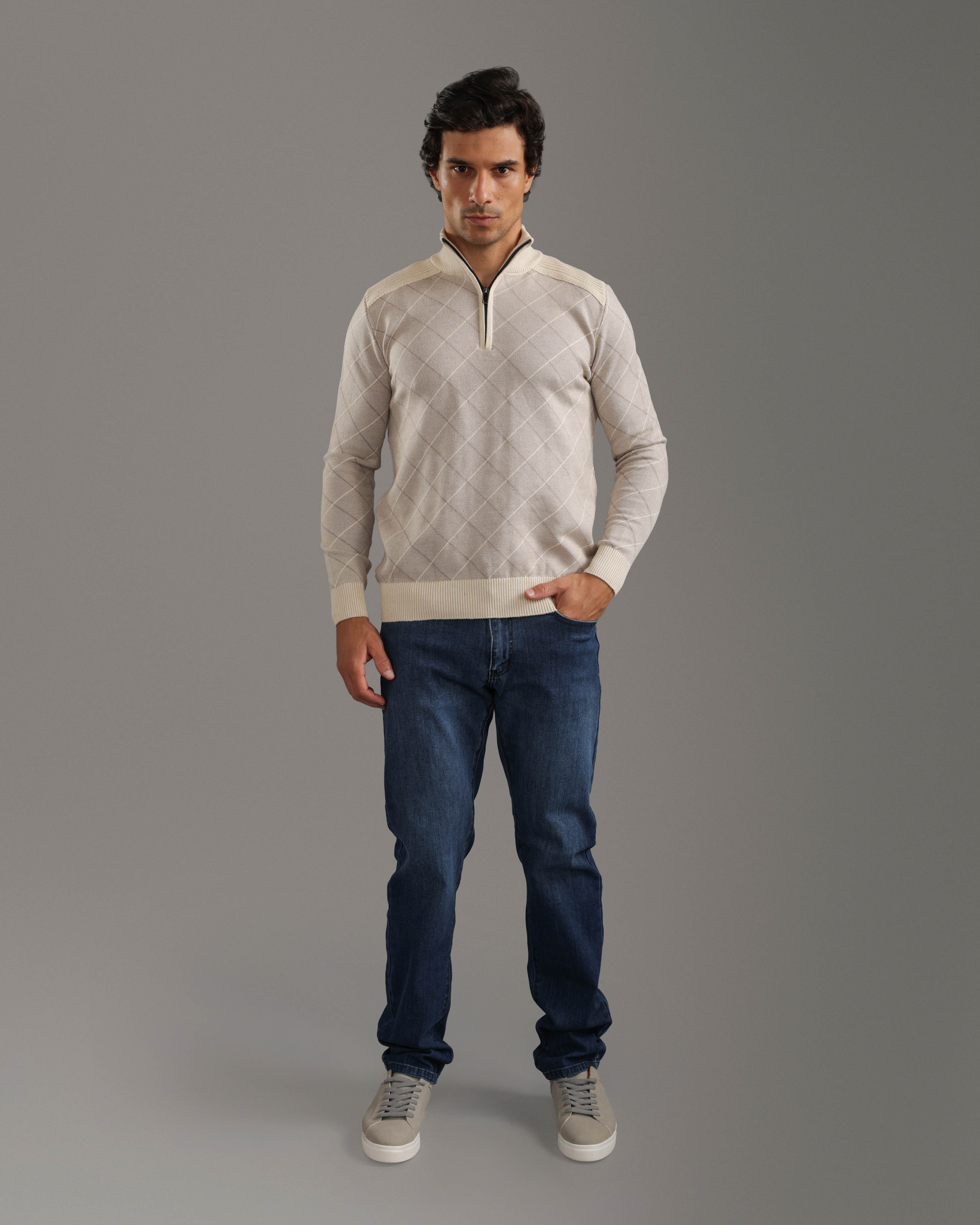 Beige Half-Zip Pullover