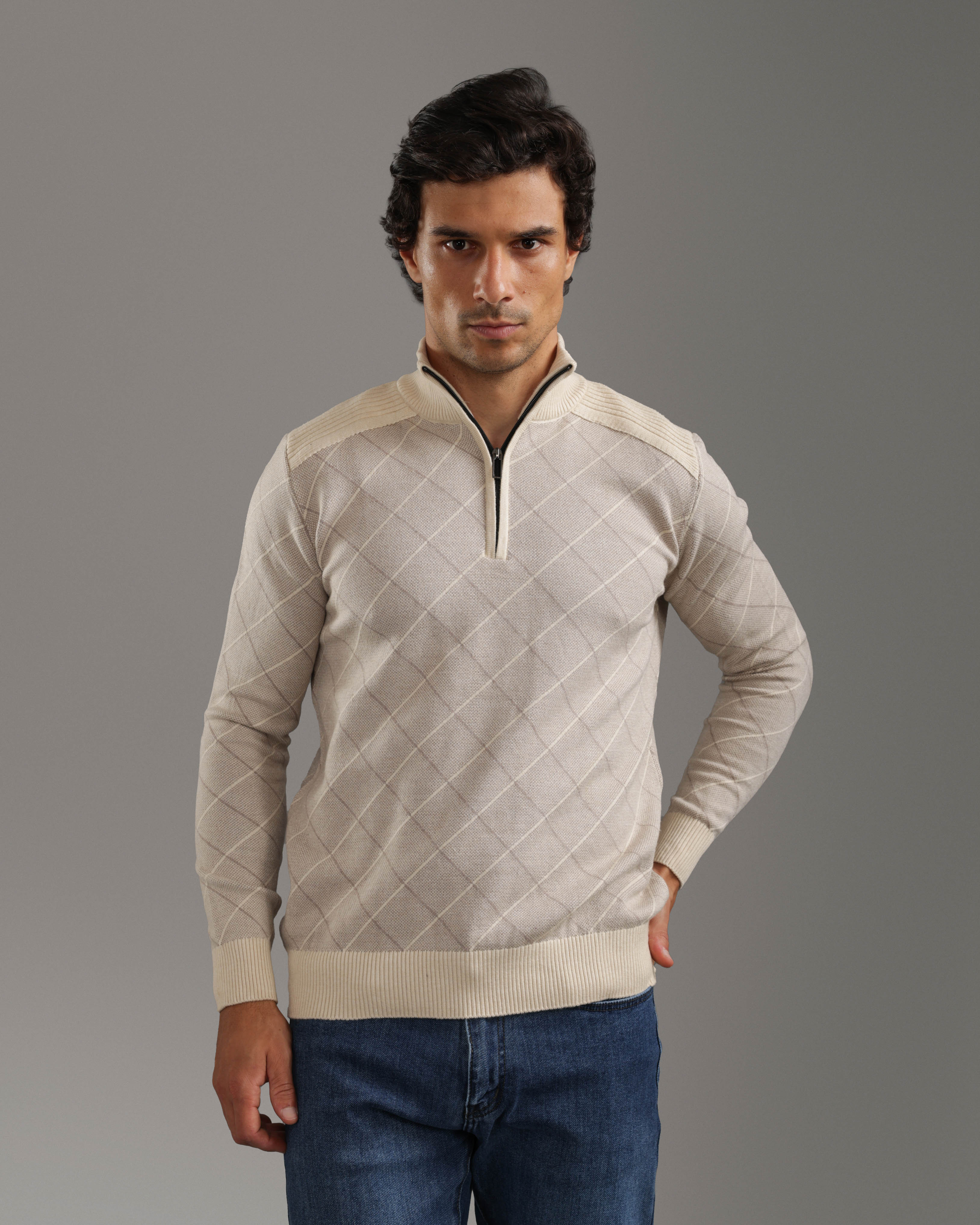 Beige Half-Zip Pullover