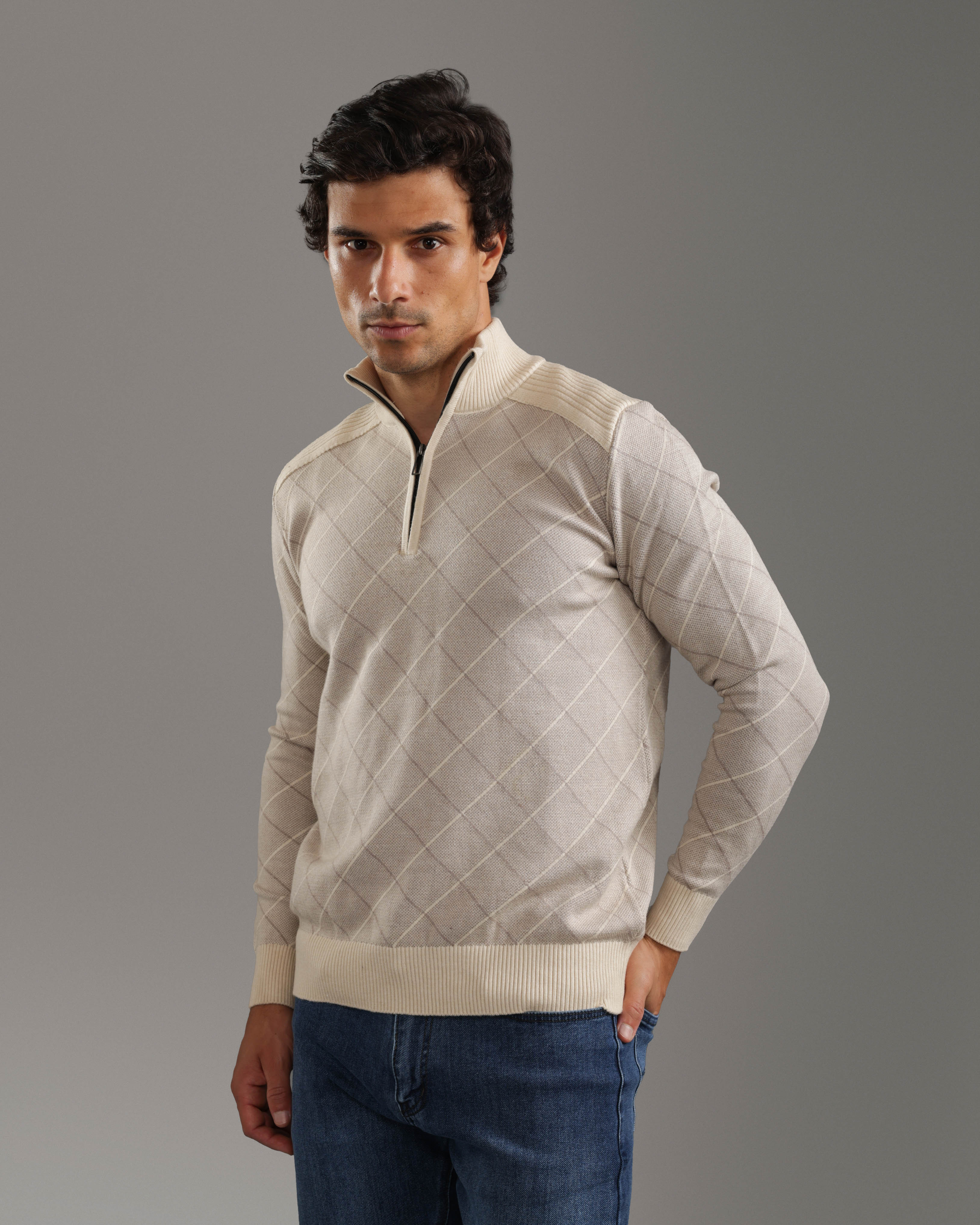 Beige Half-Zip Pullover