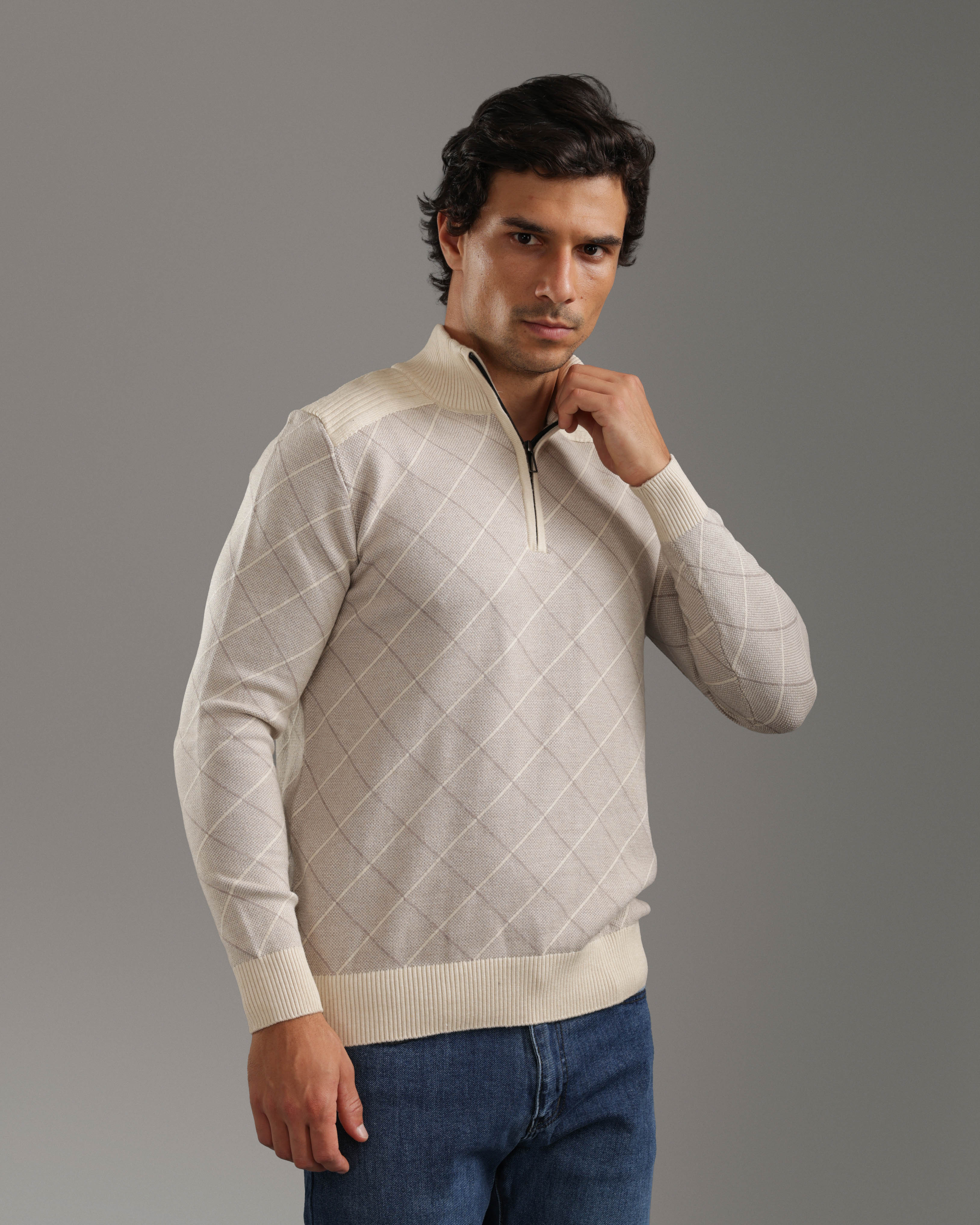 Beige Half-Zip Pullover