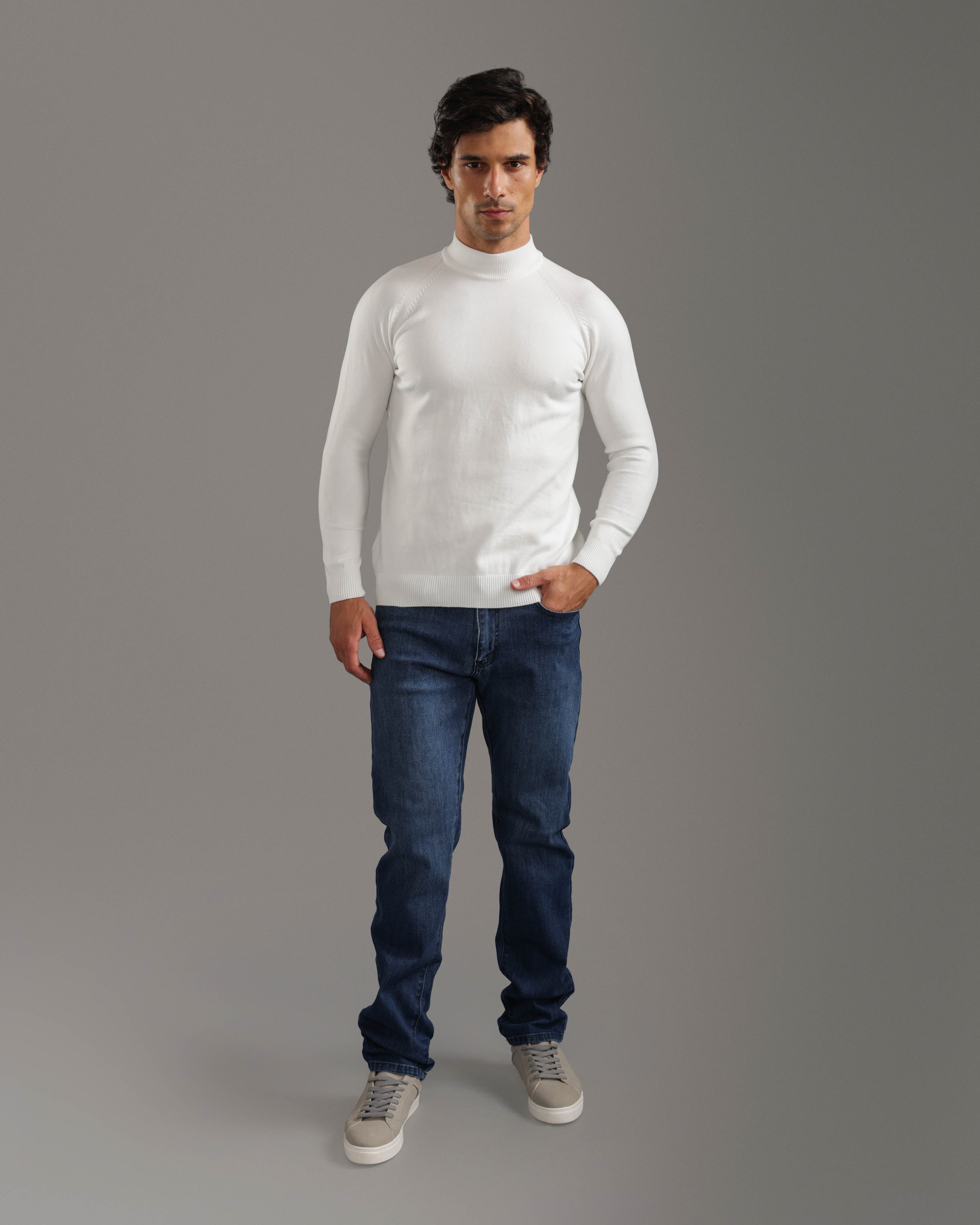 White High-Neck Sweater