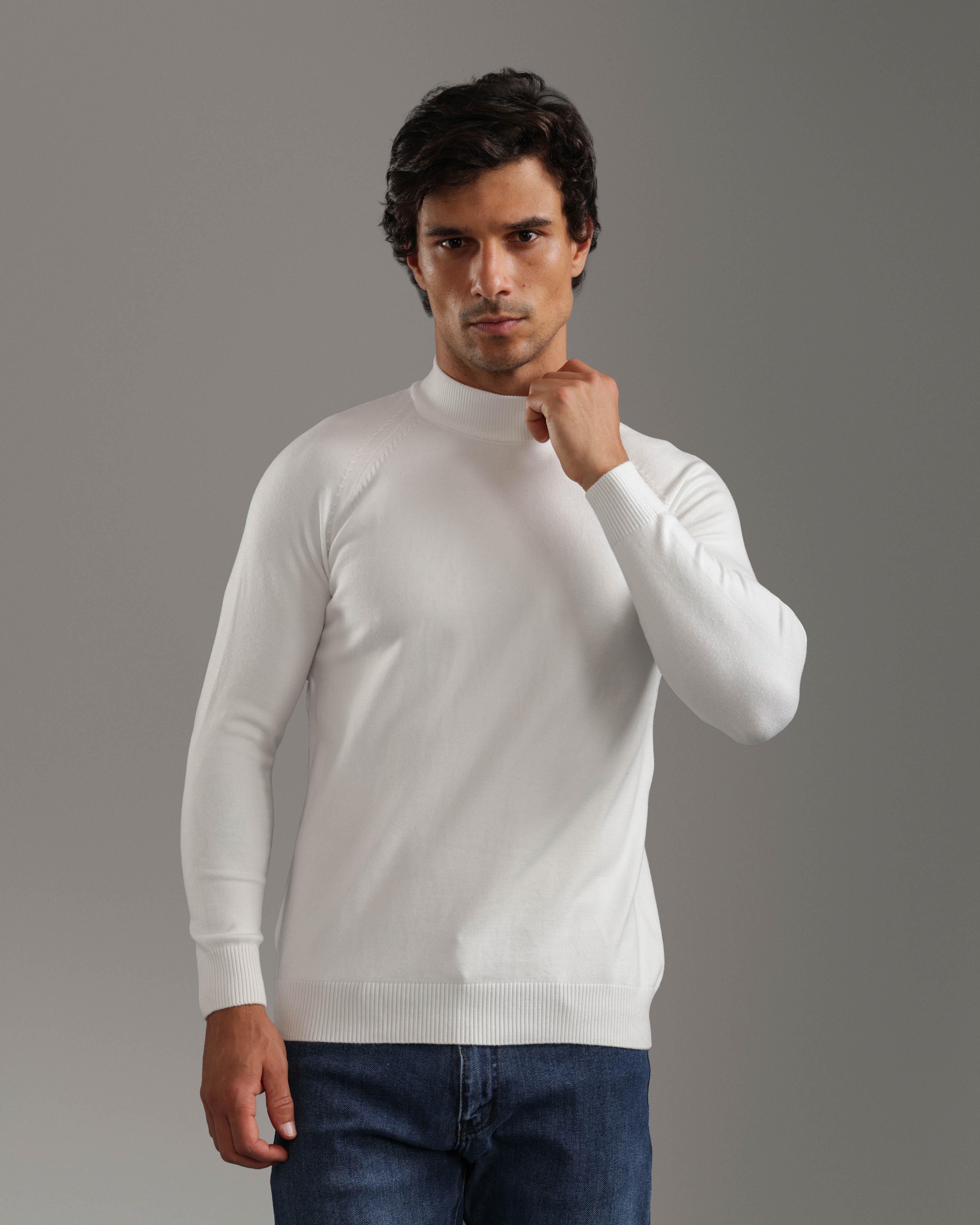 White High-Neck Sweater