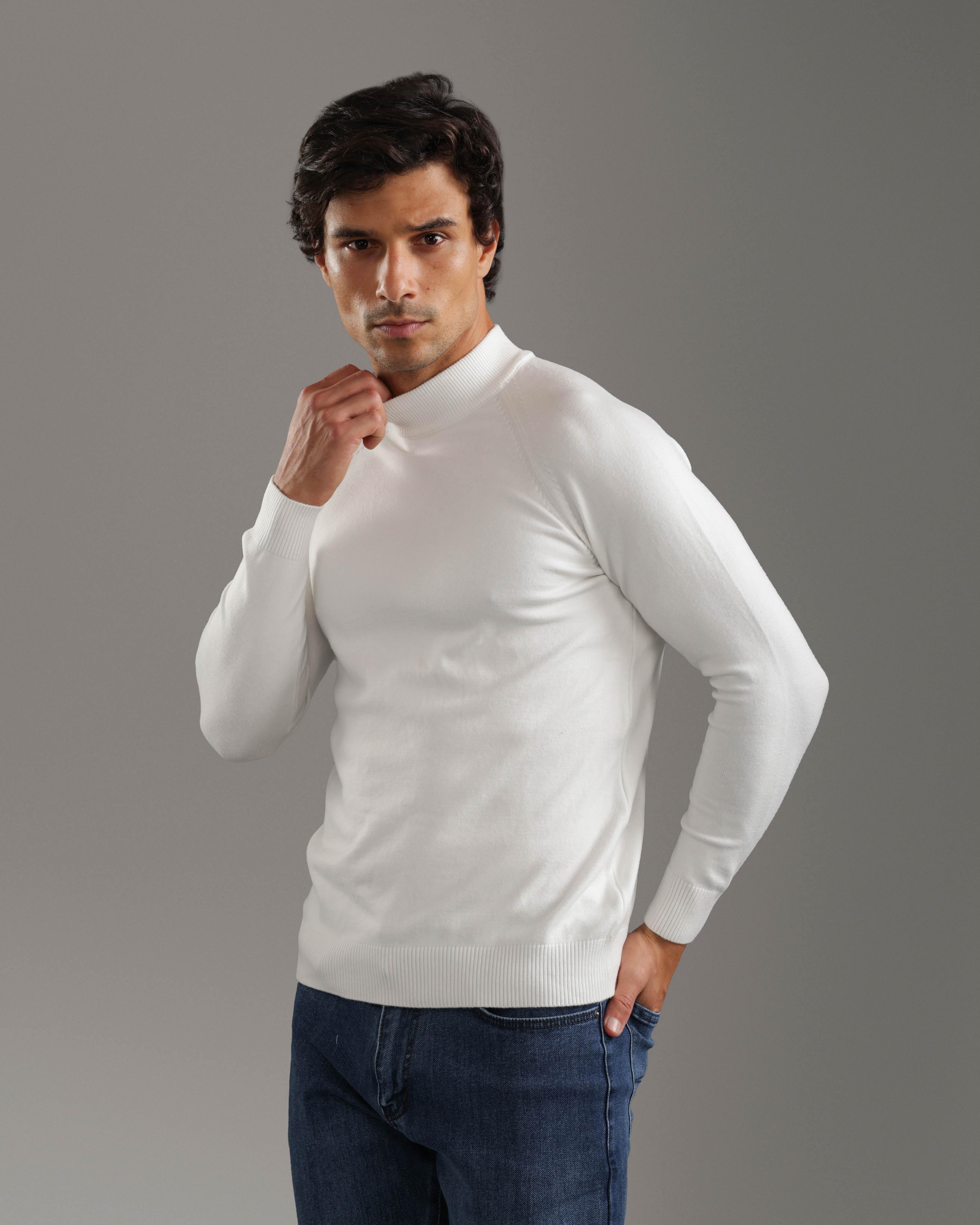 White High-Neck Sweater