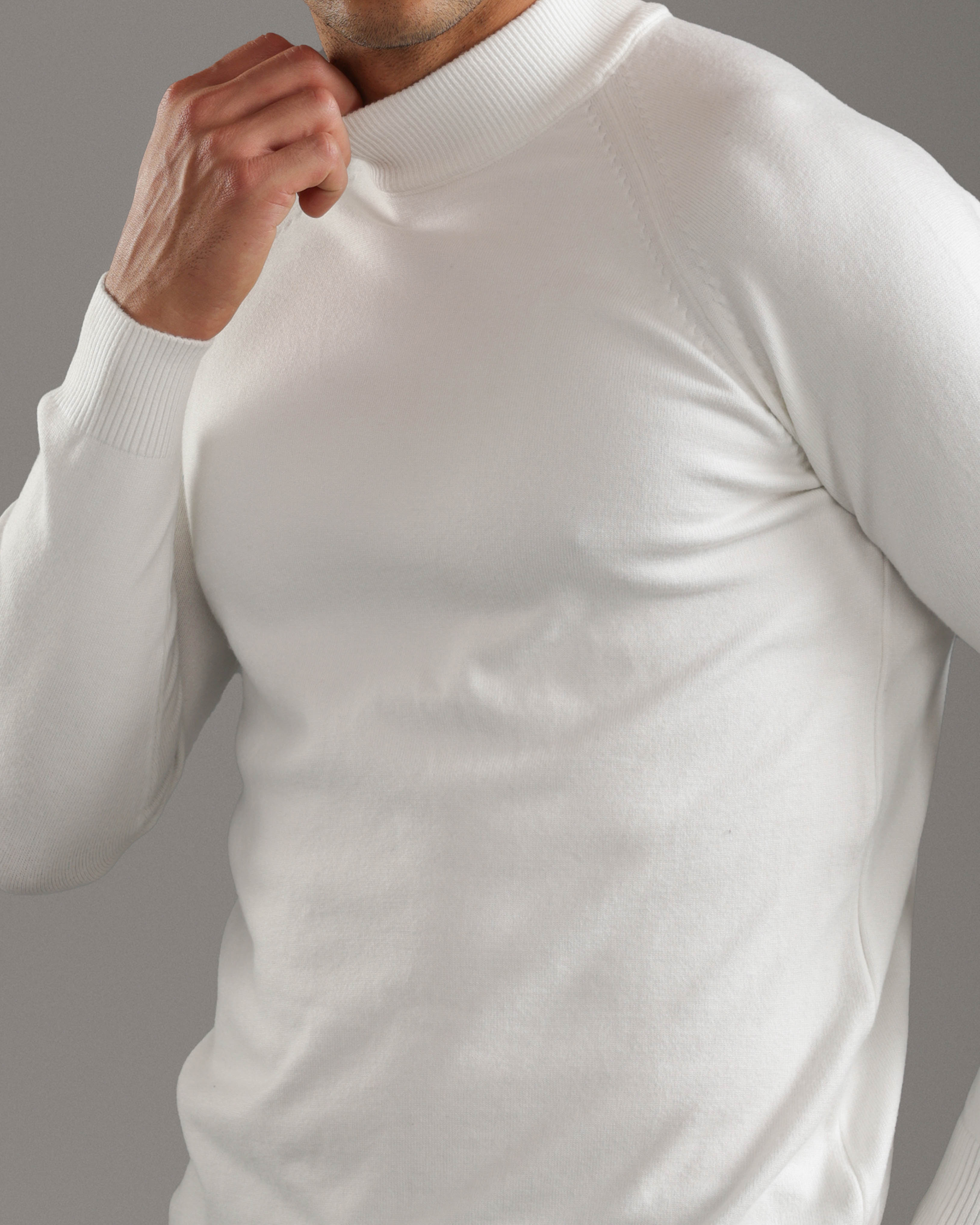 White High-Neck Sweater