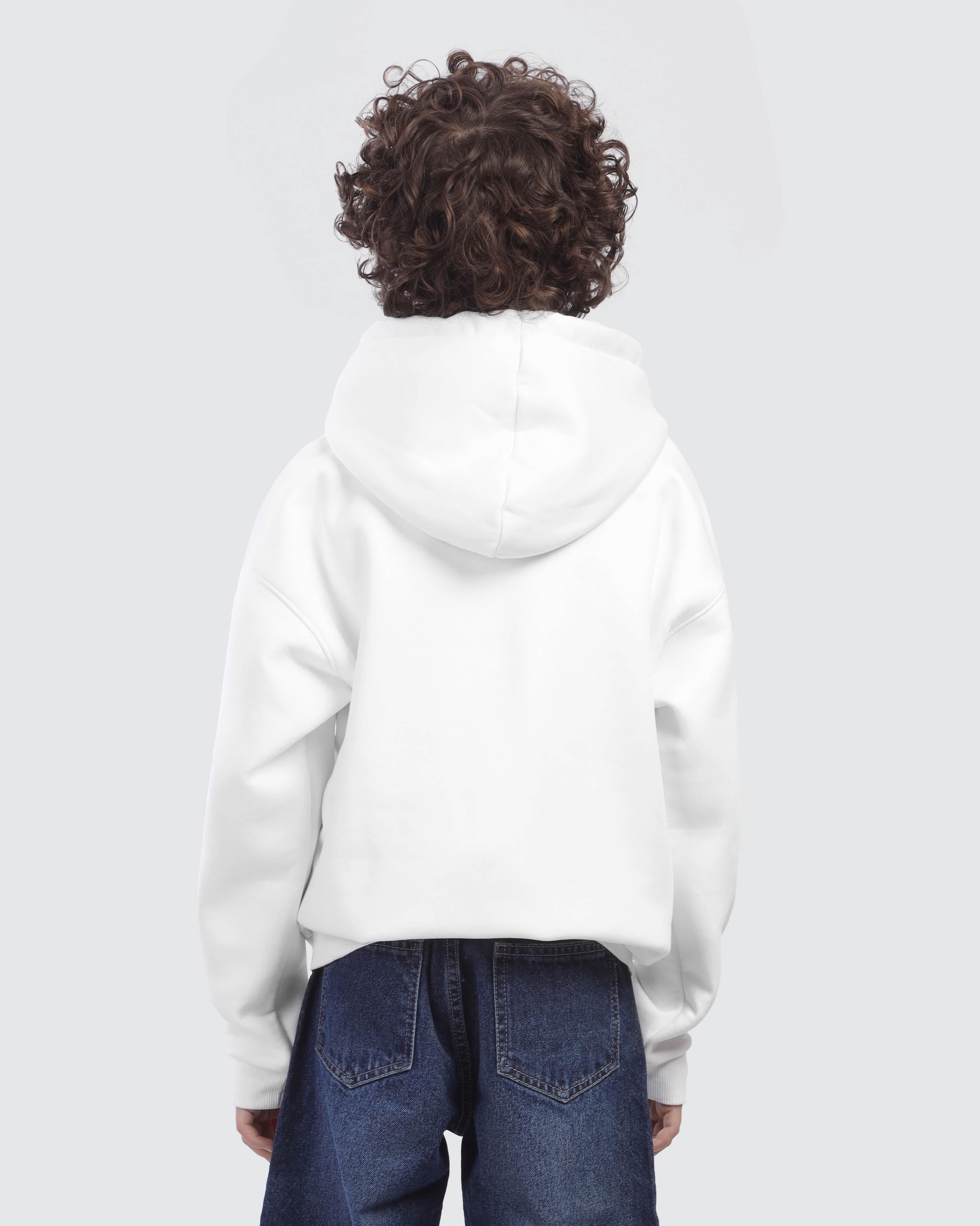 Kids White Graphic Hoodie