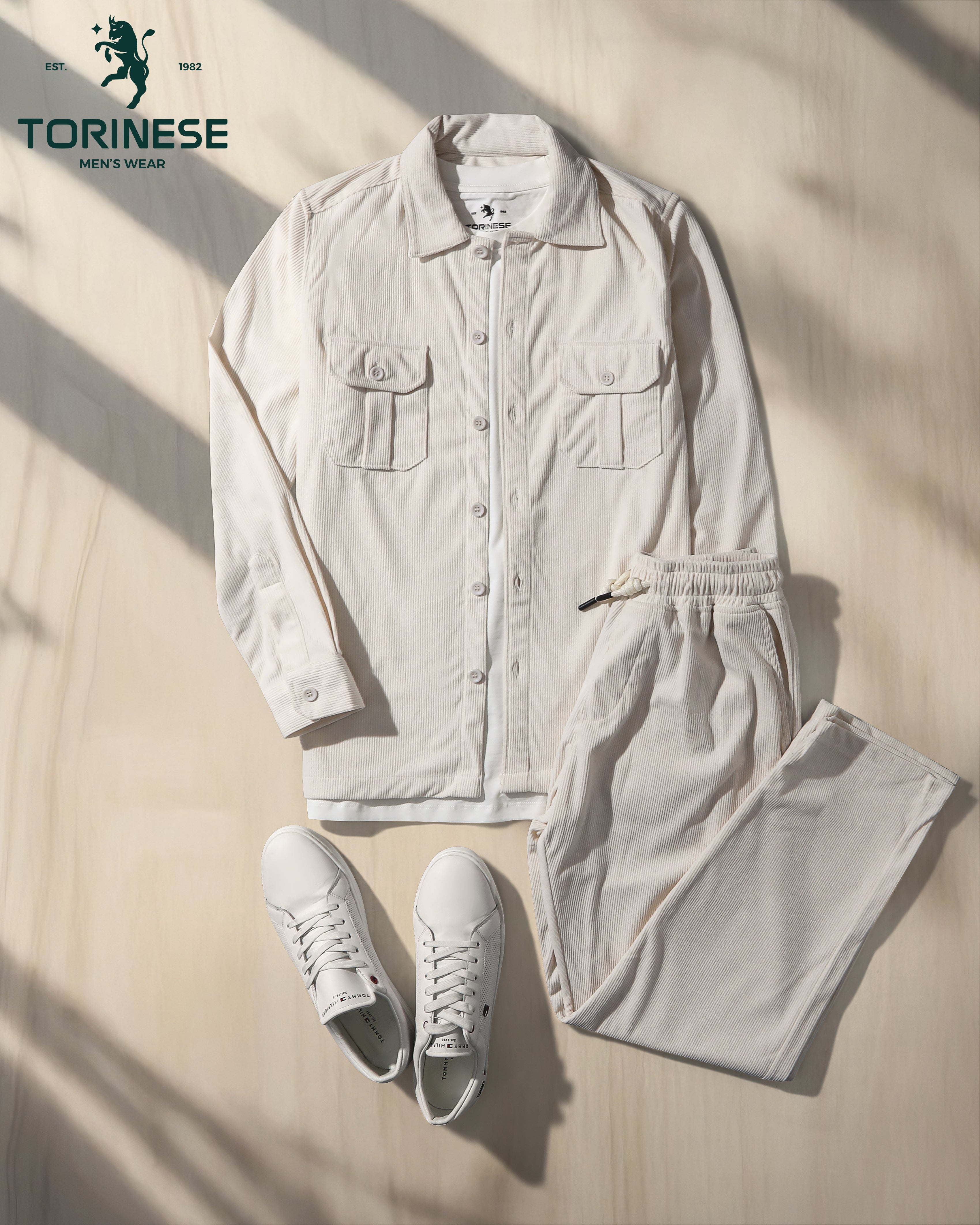 Premium Off-White Corduroy Co-ord Set