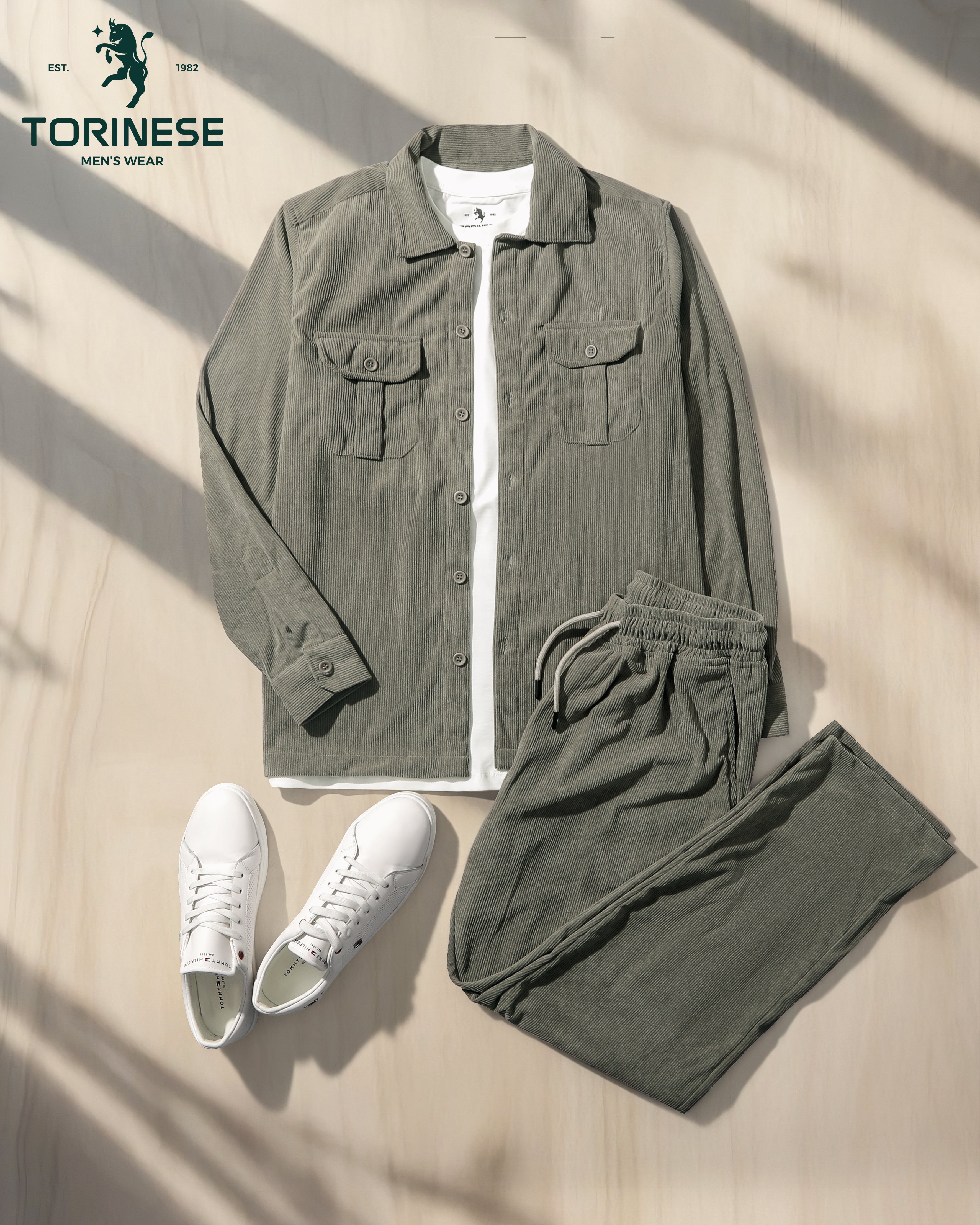 Premium Olive Green Corduroy Co-ord Set