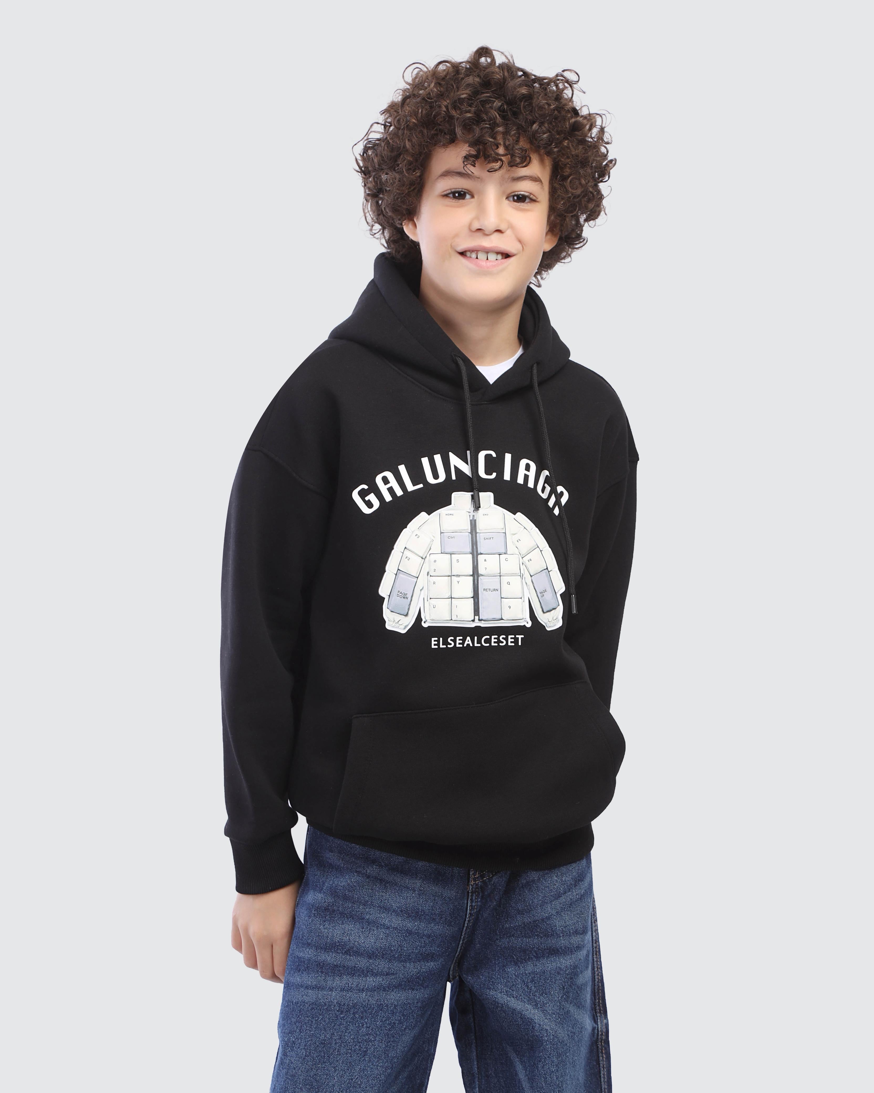 Kids Black Graphic Hoodie