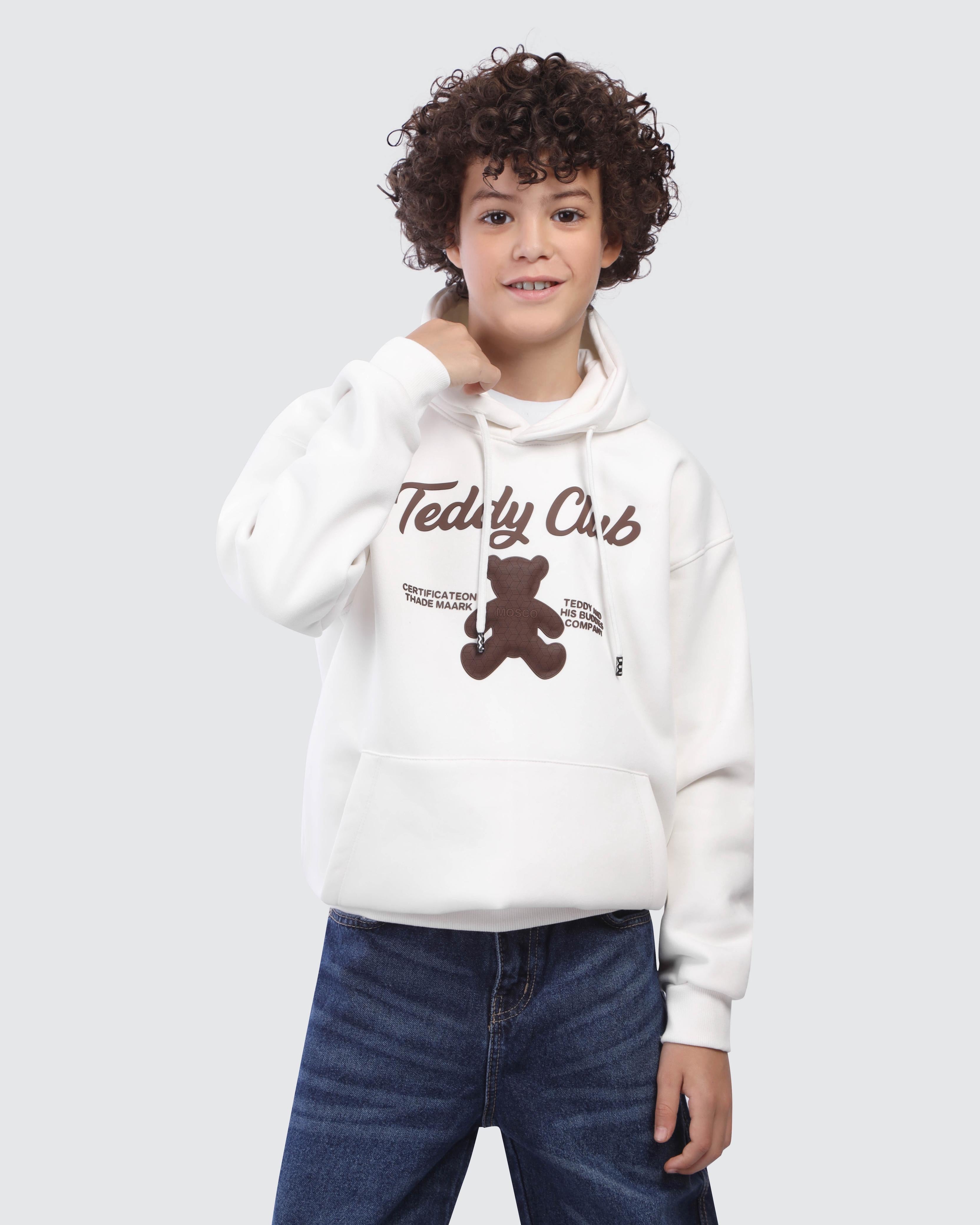 Kids White Teddy Club Hoodie