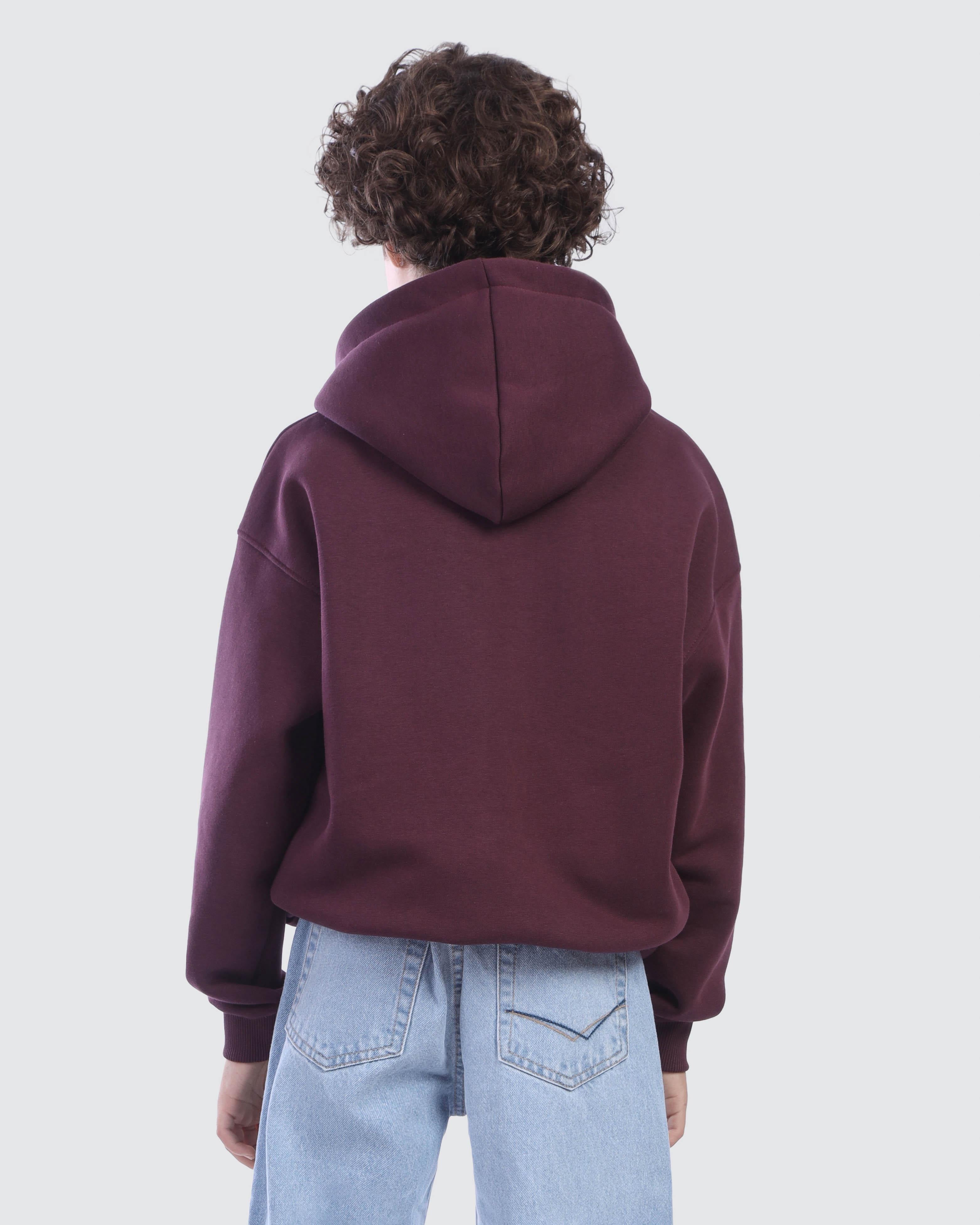 Kids Burgundy Teddy Club Hoodie