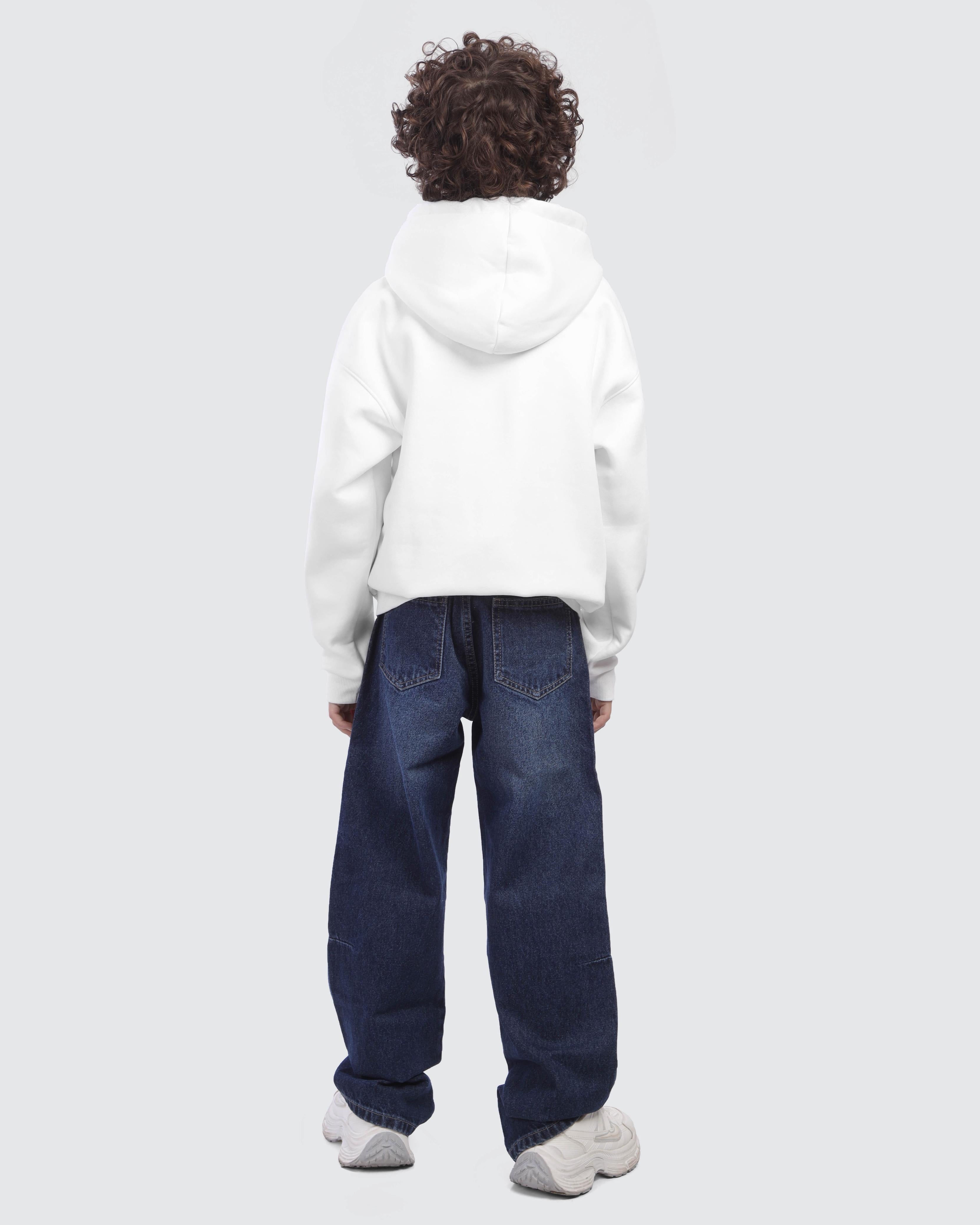 Kids White Graphic Hoodie