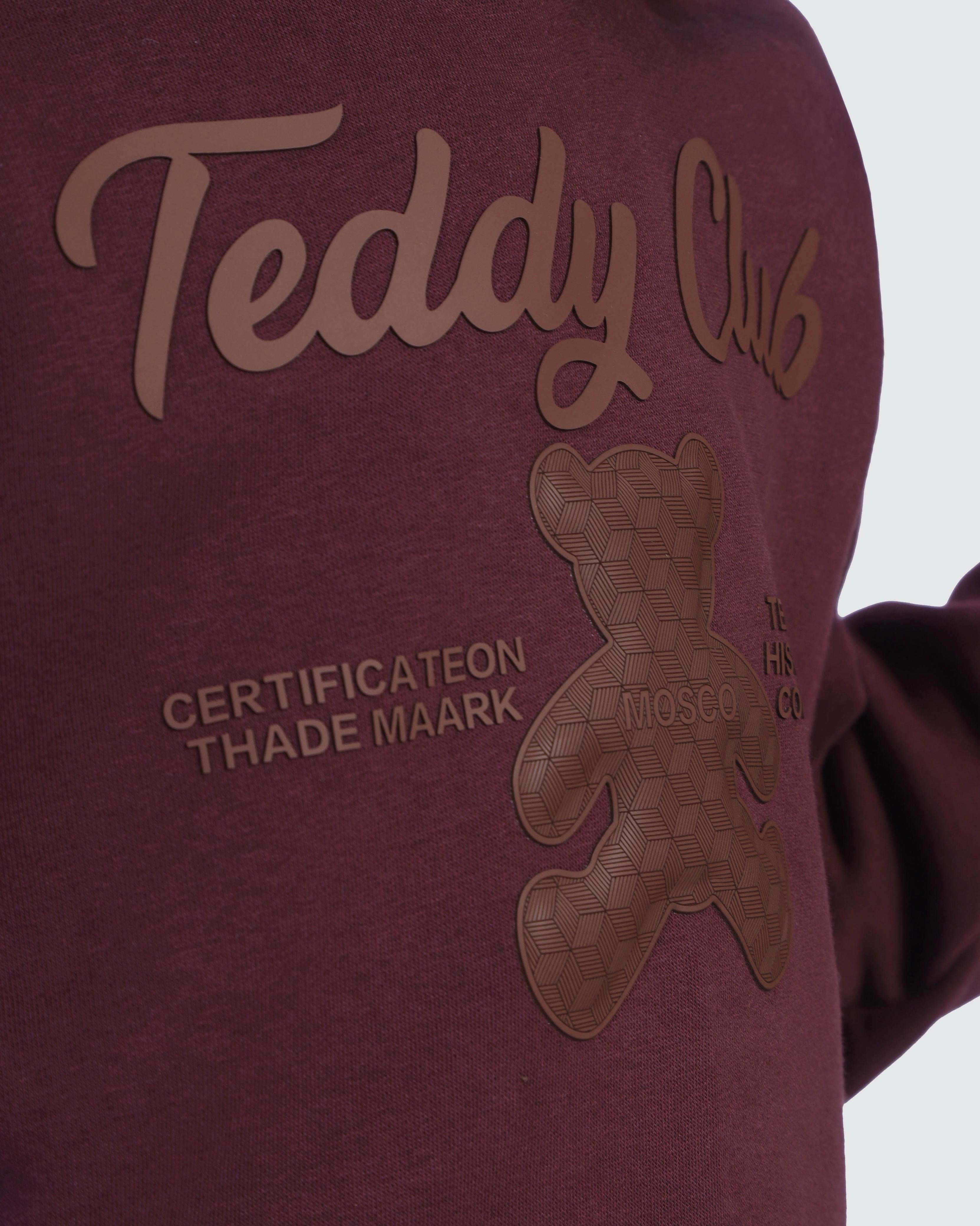 Kids Burgundy Teddy Club Hoodie