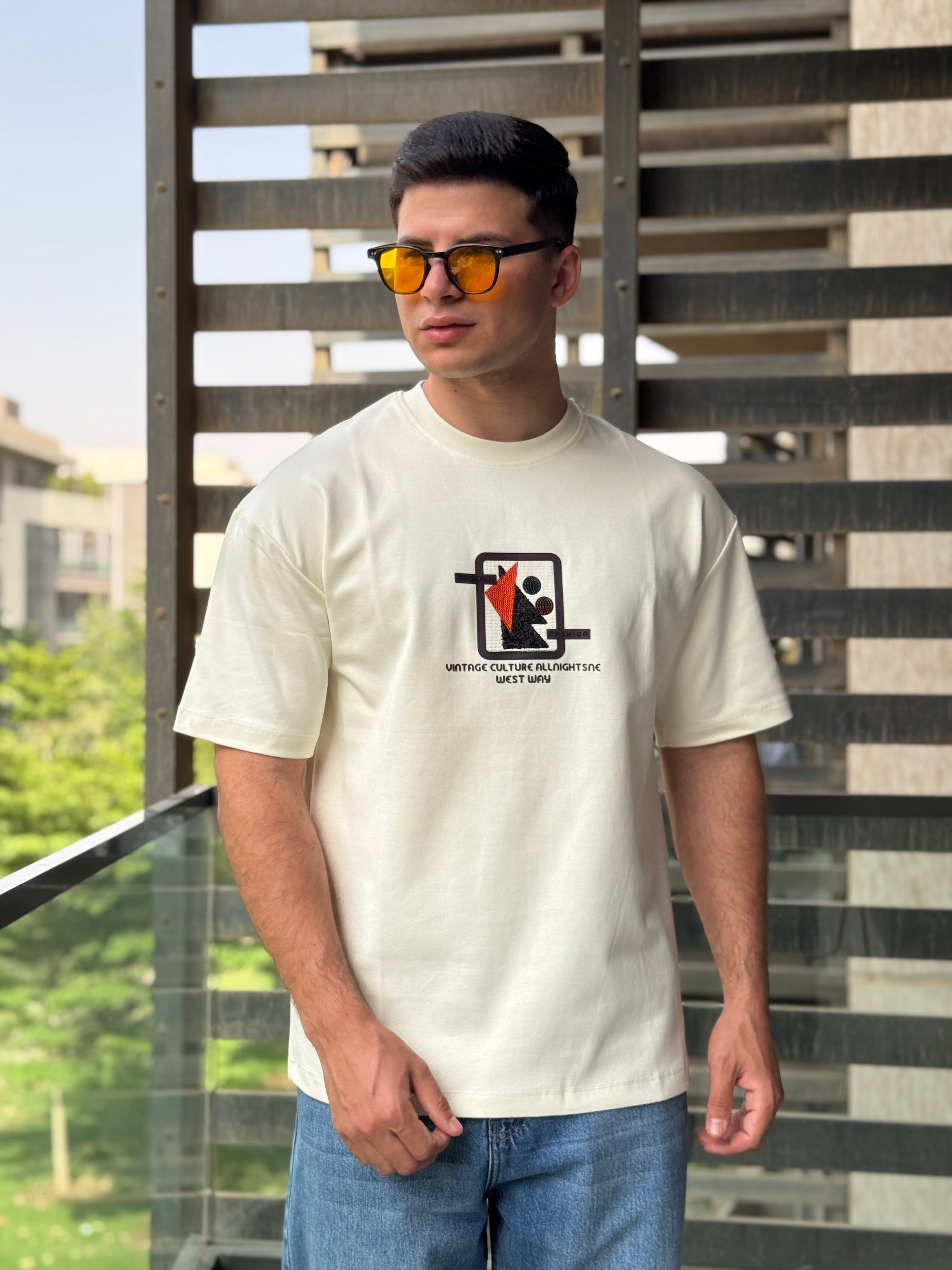 TORINESE "Abstract Geo-Frame" Raised Multi-Texture Oversize Tee Collection