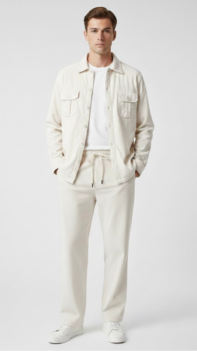 Premium Off-White Corduroy Co-ord Set