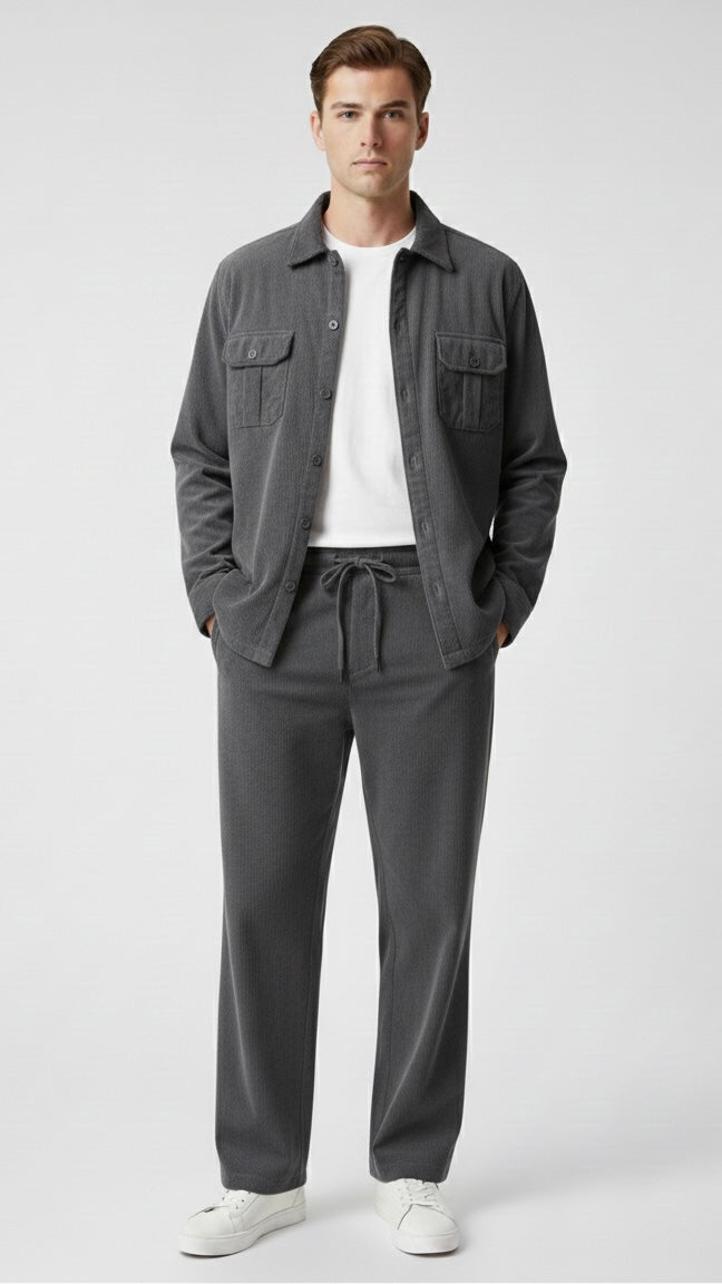 Premium Charcoal Grey Corduroy Co-ord Set