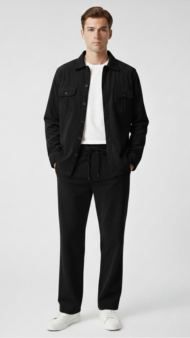 Premium Black Corduroy Co-ord Set