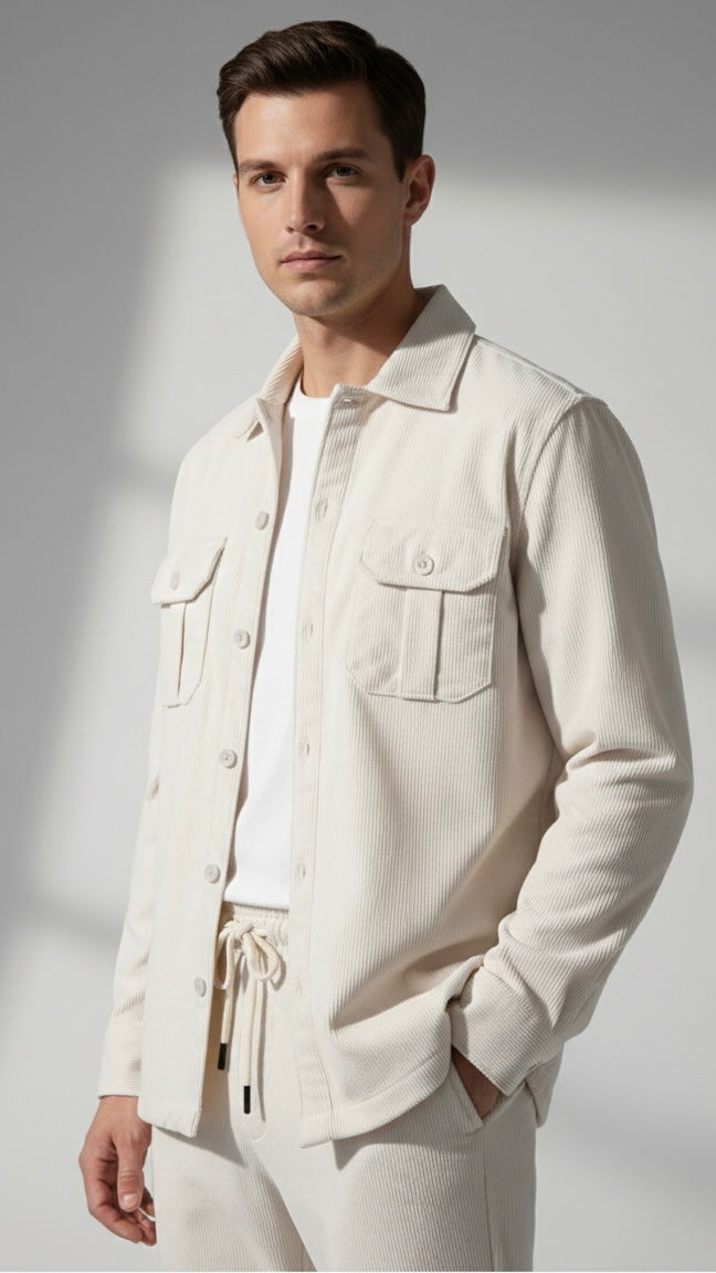 Premium Off-White Corduroy Co-ord Set