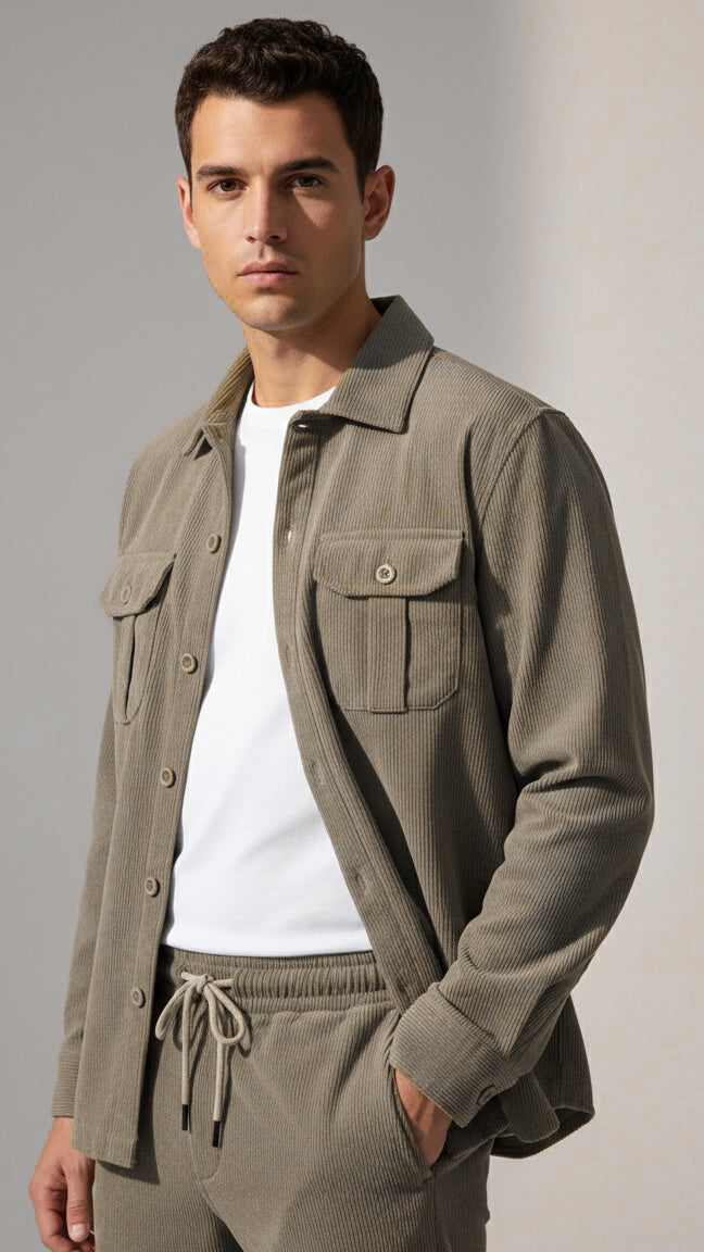 Premium Olive Green Corduroy Co-ord Set