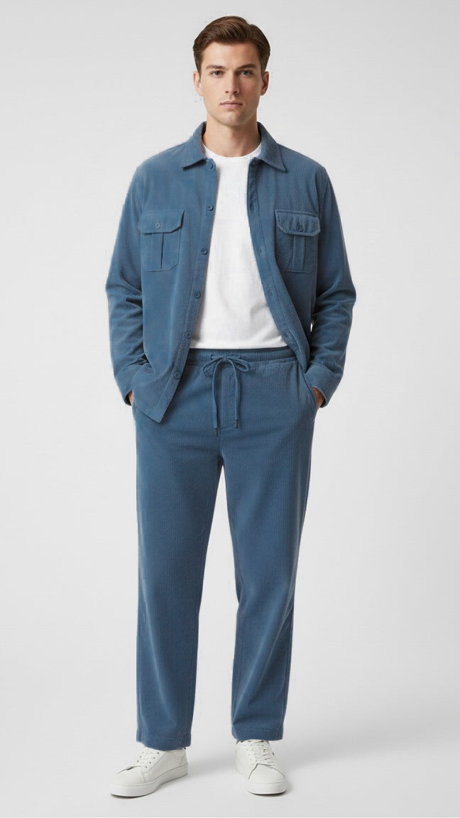 Premium Teal Blue Corduroy Co-ord Set