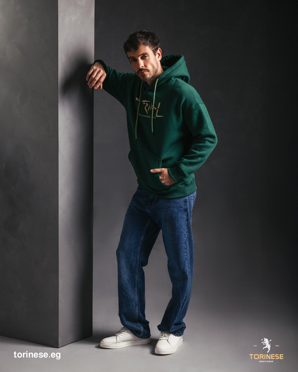 Forest Green Graphic Printed Hoodie