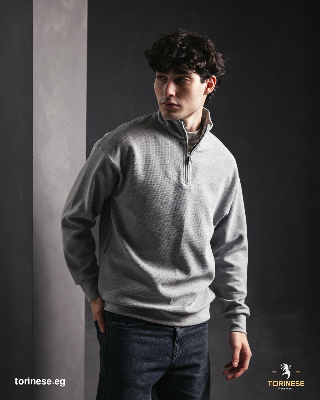 Grey Half-Zip Sweatshirt