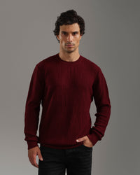 Burgundy Waffle Knit Pullover